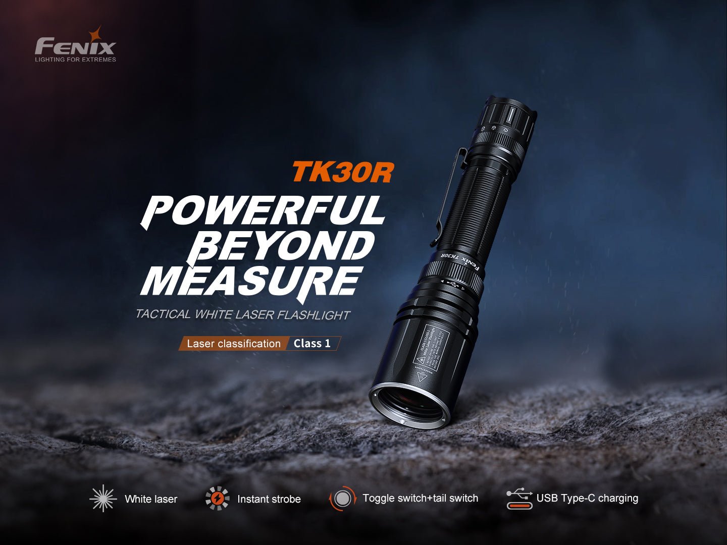 Fenix TK30R Tactical White Laser Rechargeable Flashlight - Energize Trek