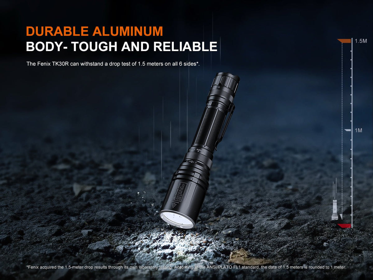 Fenix TK30R Tactical White Laser Rechargeable Flashlight - Energize Trek