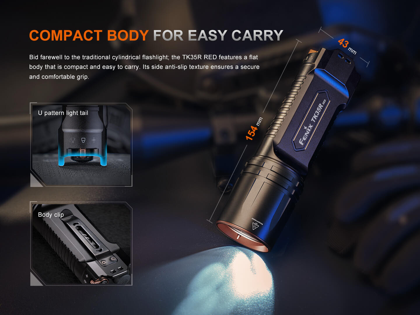 Fenix TK35R Rechargeable High-Performance Tactical Flashlight - Energize Trek