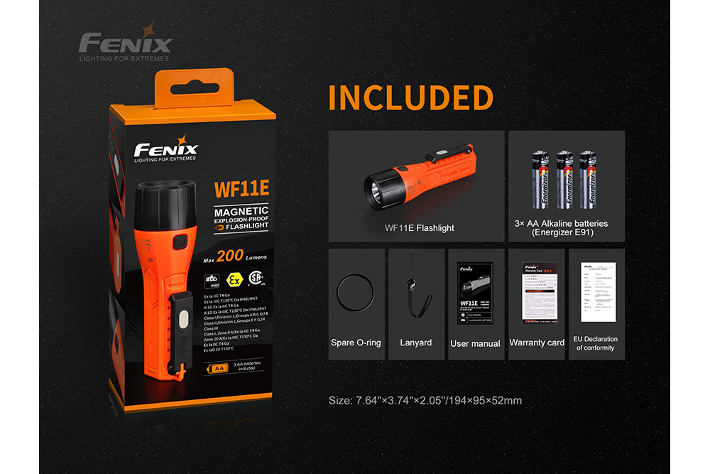Fenix WF11E Intrinsically Safe Flashlight - Energize Trek
