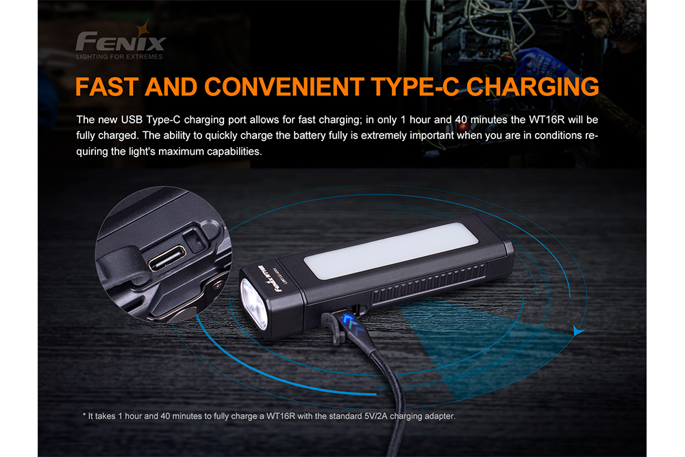 Fenix WT16R Rechargeable Work Light - Energize Trek