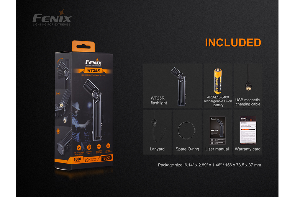 Fenix WT25R Adjustable Head LED Flashlight - 1000 Lumens - Energize Trek