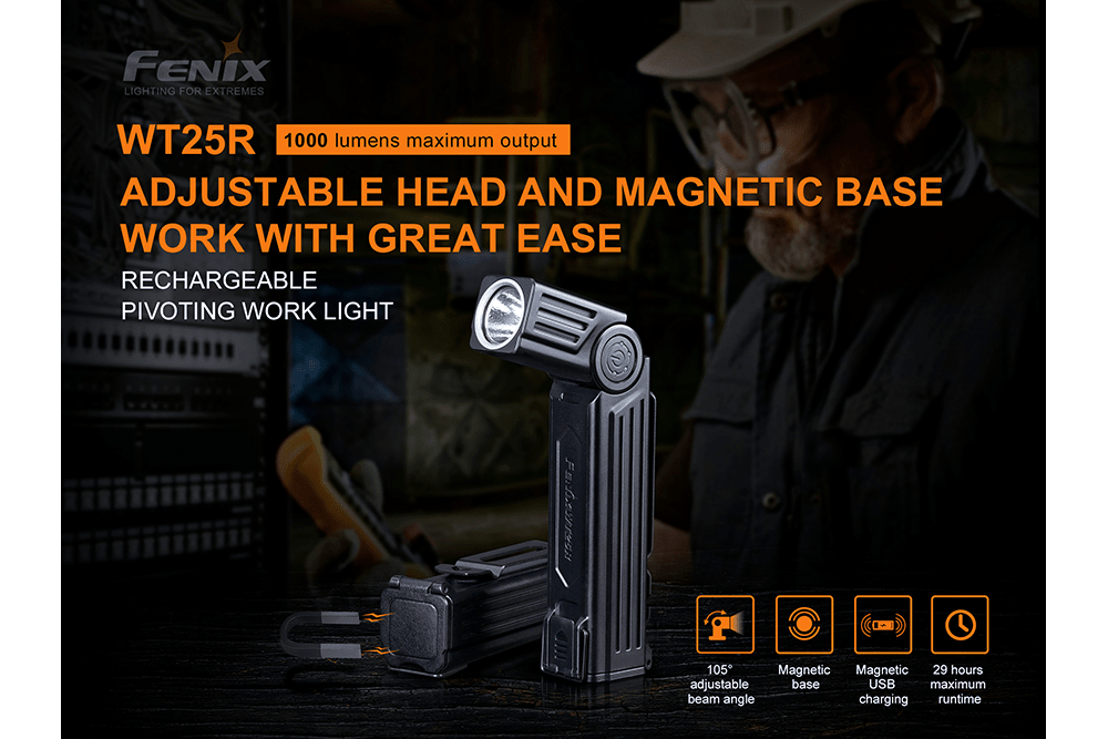 Fenix WT25R Adjustable Head LED Flashlight - 1000 Lumens - Energize Trek