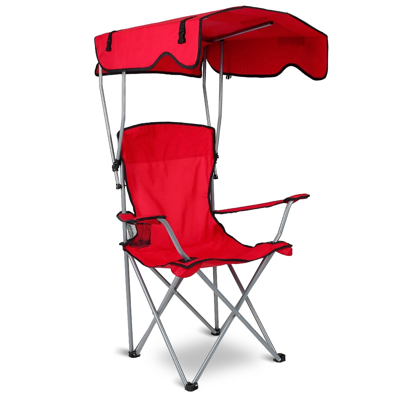Foldable Beach Canopy Chair Sun Protection Camping Lawn Canopy Chair 330LBS Load Folding Seat w/ Cup Holder For Beach Poolside Travel Picnic - Energize Trek