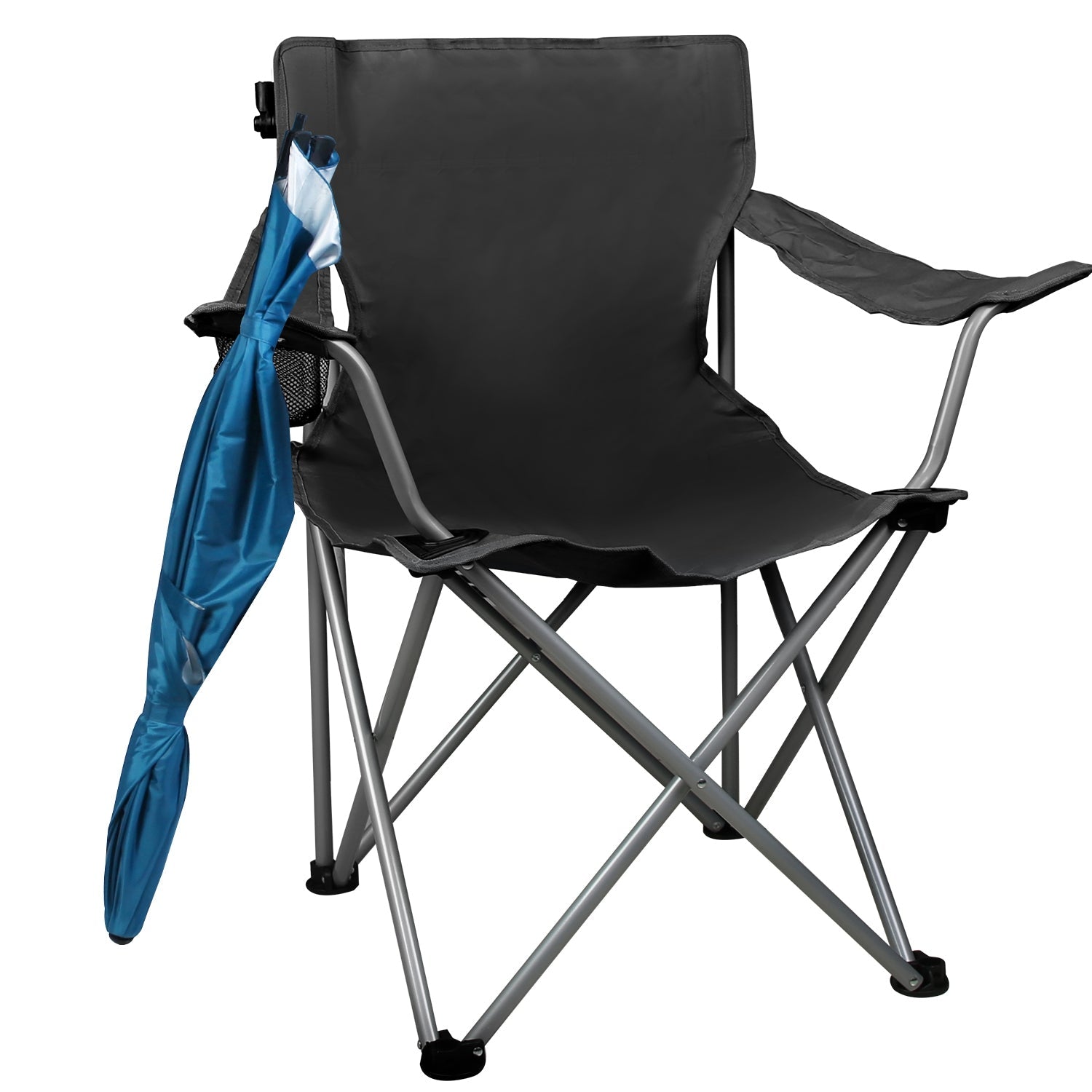 Foldable Beach Chair with Detachable Umbrella Armrest Adjustable Canopy Stool with Cup Holder Carry Bag for Camping Poolside Travel Picnic Lawn Chair - Energize Trek