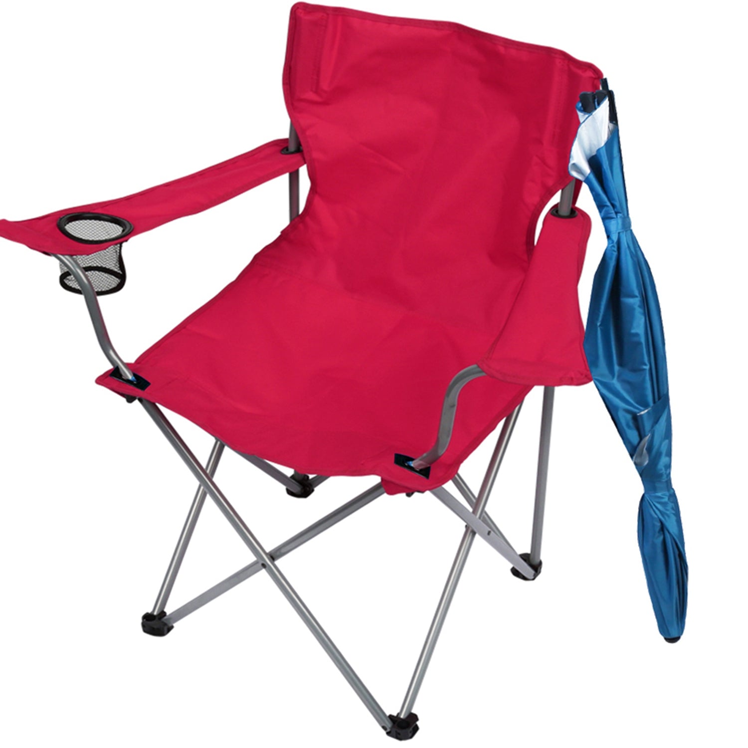 Foldable Beach Chair with Detachable Umbrella Armrest Adjustable Canopy Stool with Cup Holder Carry Bag for Camping Poolside Travel Picnic Lawn Chair - Energize Trek