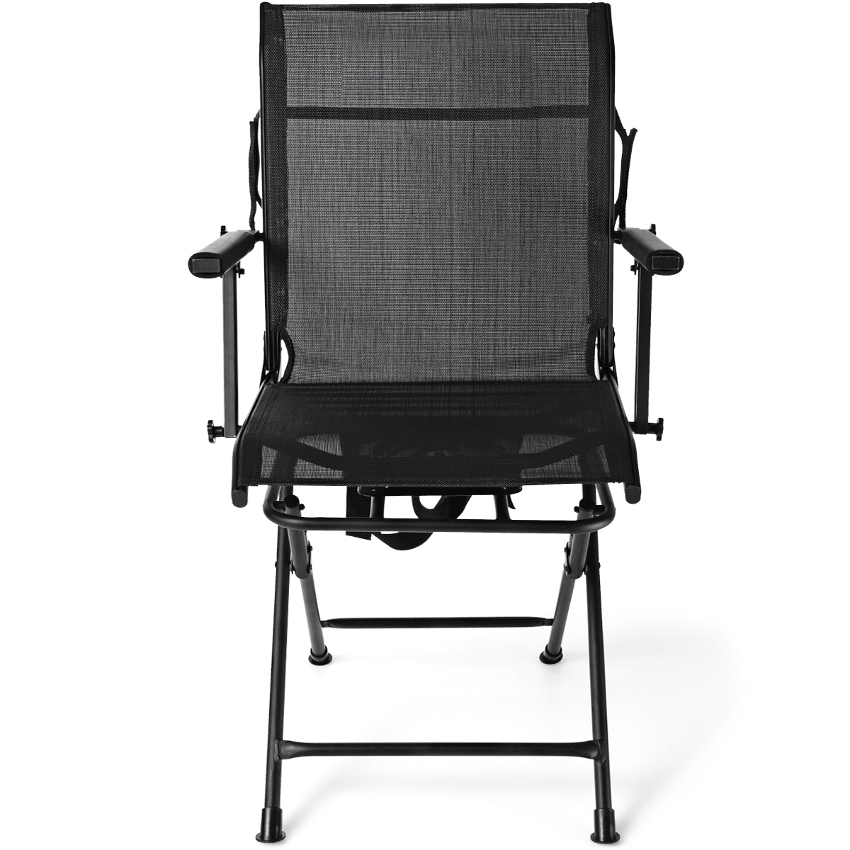 Foldable Swivel Patio Chair with Armrest and Mesh Back - Energize Trek