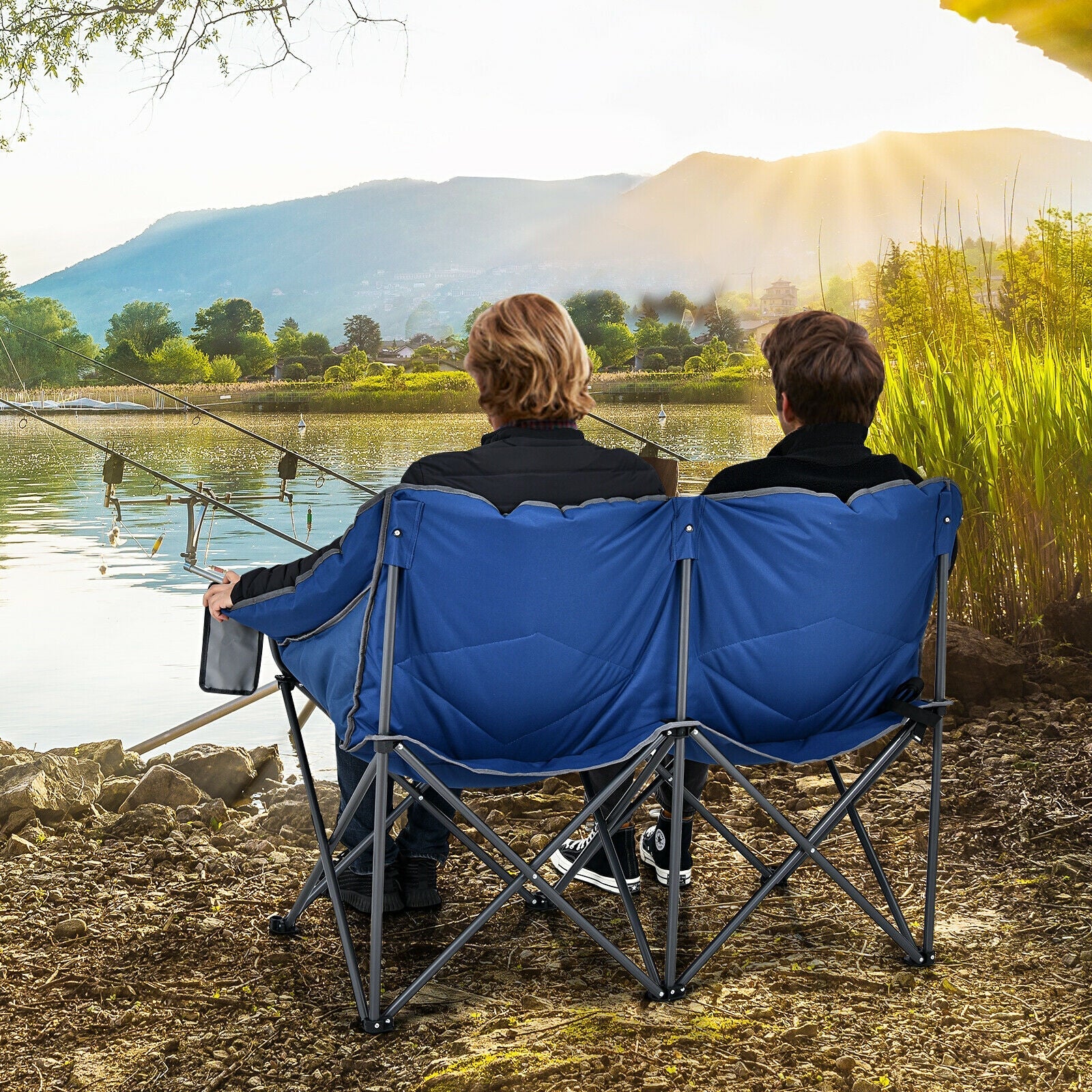Folding Camping Chair with Bags and Padded Backrest - Energize Trek