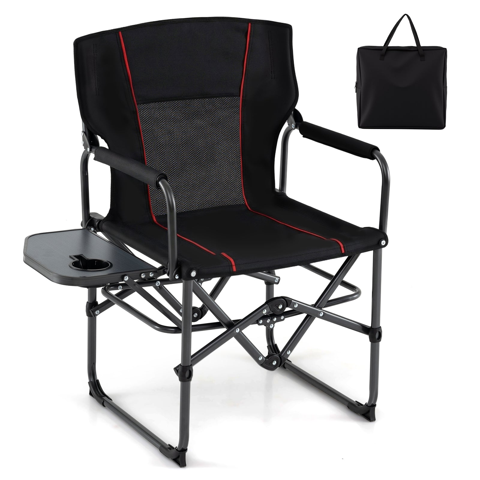 Folding Camping Chair with Side Table and Cup Holder with Carrying Bag - Energize Trek