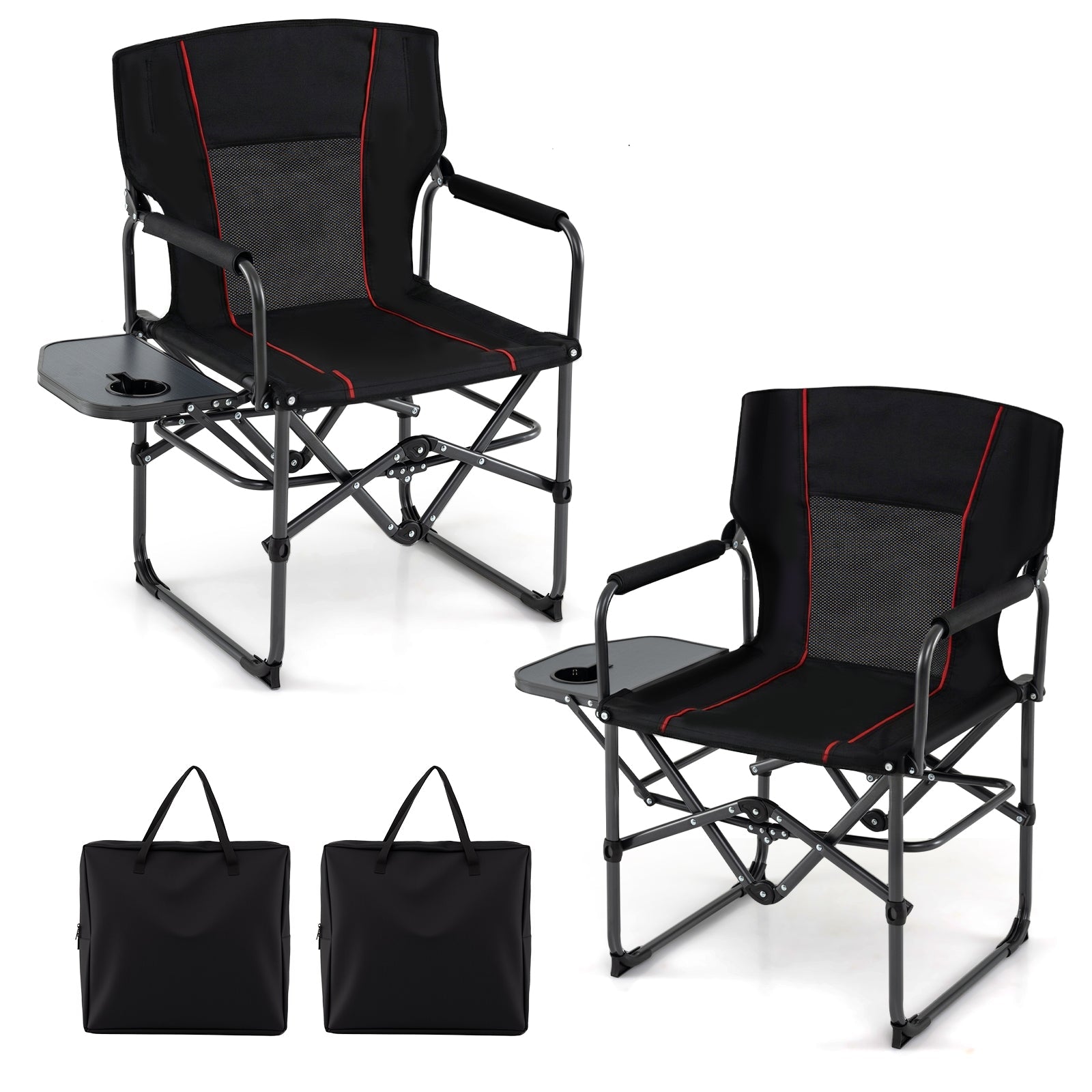 Folding Camping Chair with Side Table and Cup Holder with Carrying Bag - Energize Trek