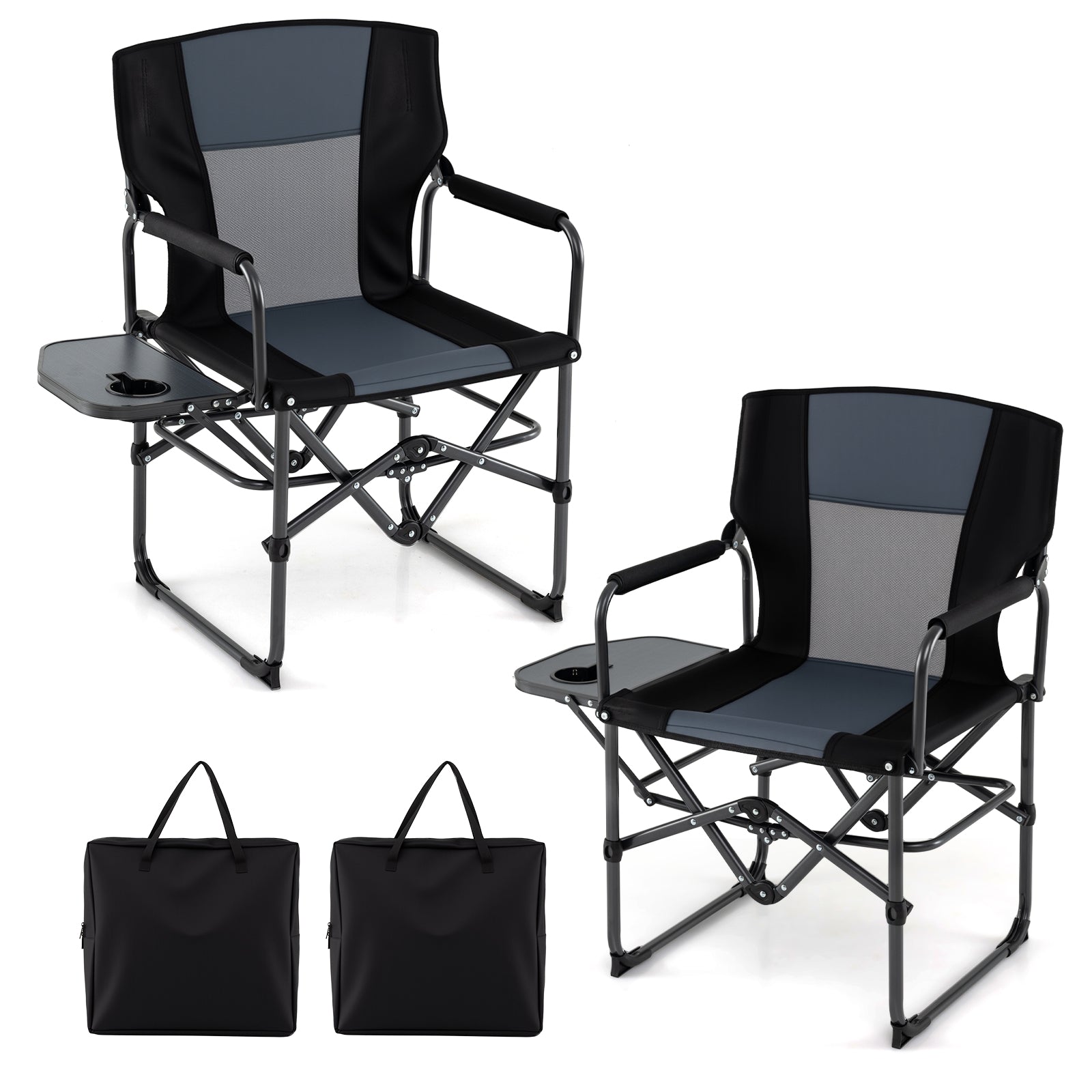 Folding Camping Chair with Side Table and Cup Holder with Carrying Bag - Energize Trek
