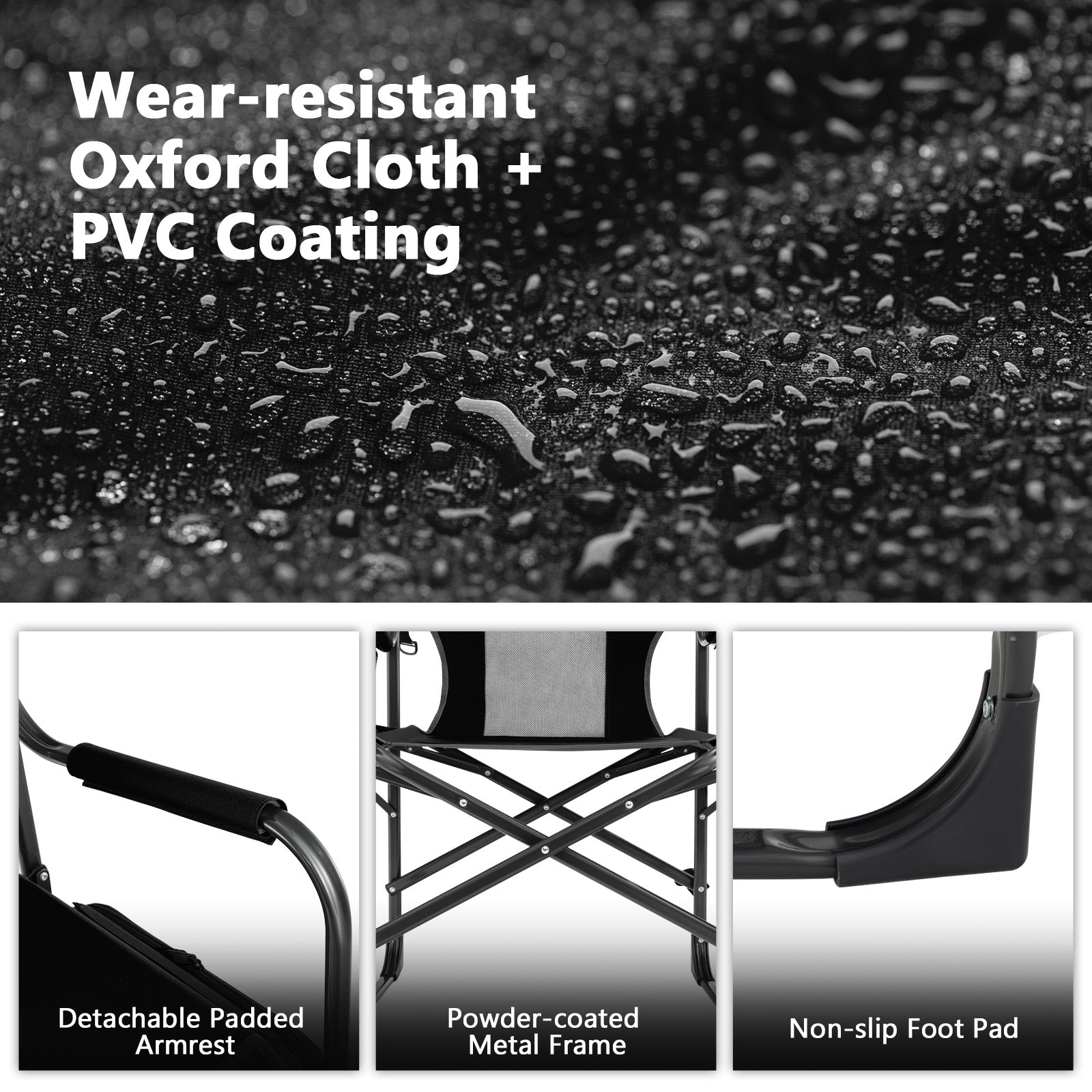 Folding Camping Directors Chair with Cooler Bag and Side Table - Energize Trek