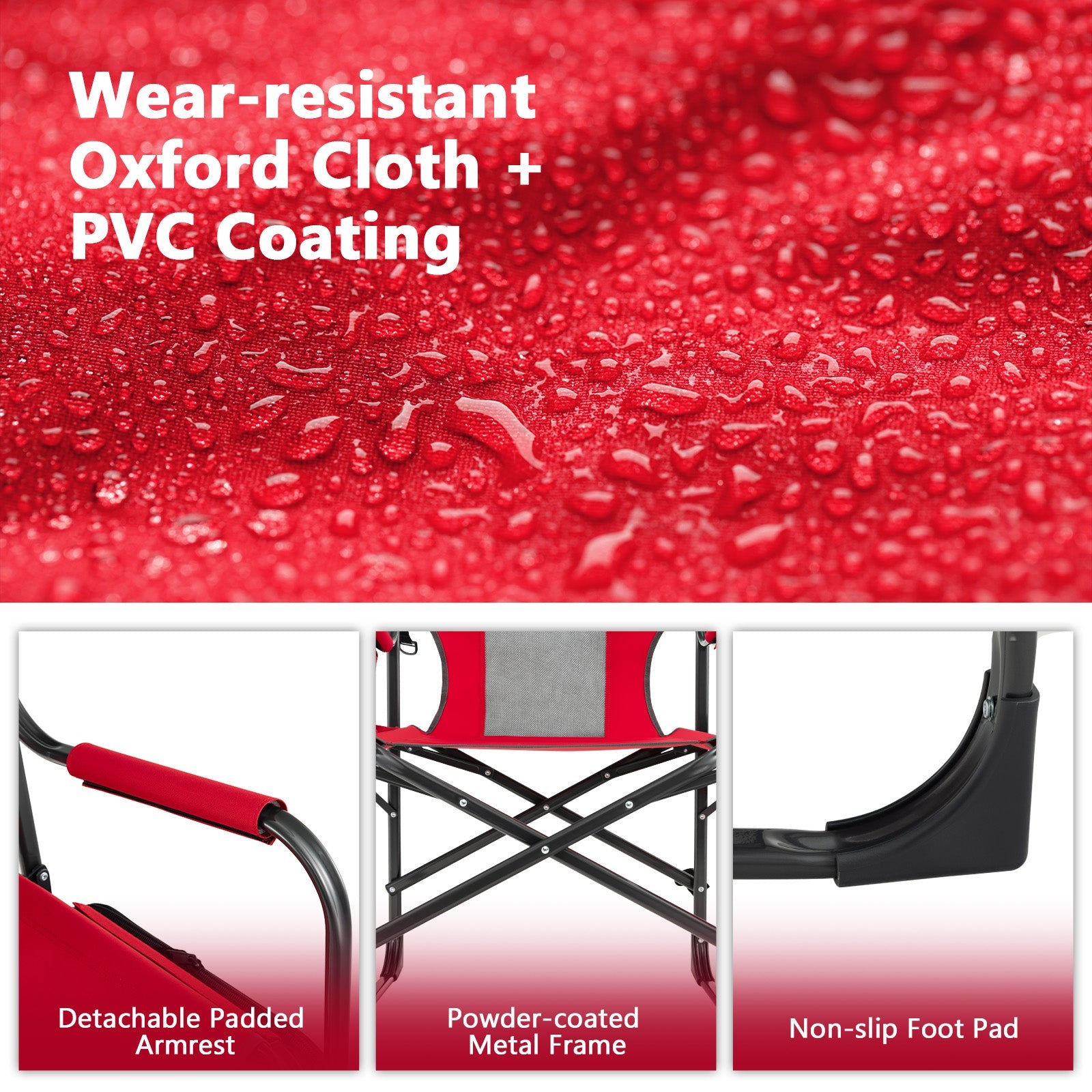 Folding Camping Directors Chair with Cooler Bag and Side Table - Energize Trek