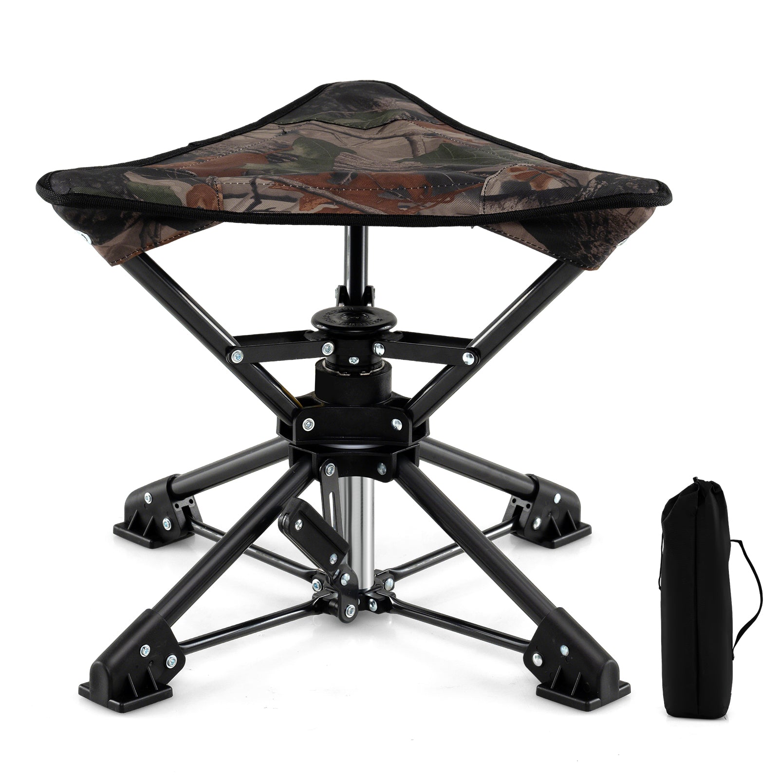Folding Camping Stool 360° Swivel Hunting Chair with Anti-Sink Feet - Energize Trek