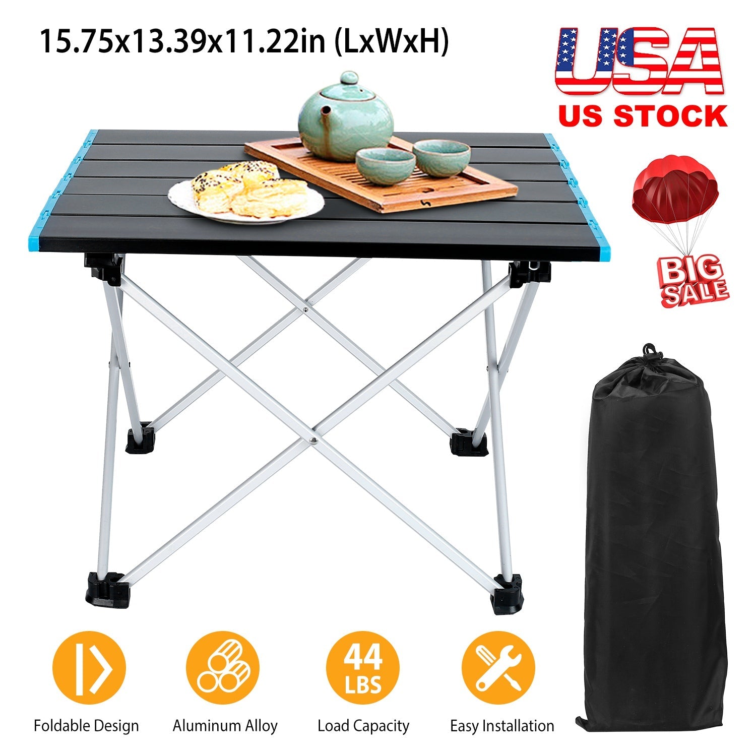 Folding Camping Table Aluminum Alloy Portable Desk Collapsible Outdoor Lightweight Picnic Table w/ Carry Bag For Camping Beach Backpacking Fishing Tra - Energize Trek
