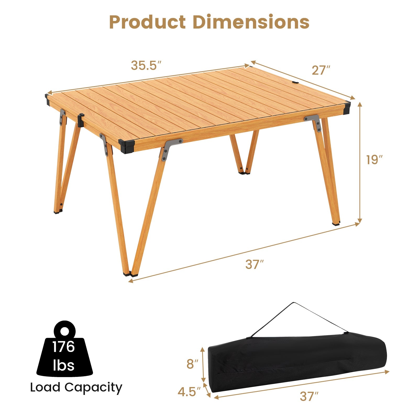 Folding Camping Table Picnic Table with Storage Bag and Waterproof Desktop - Energize Trek