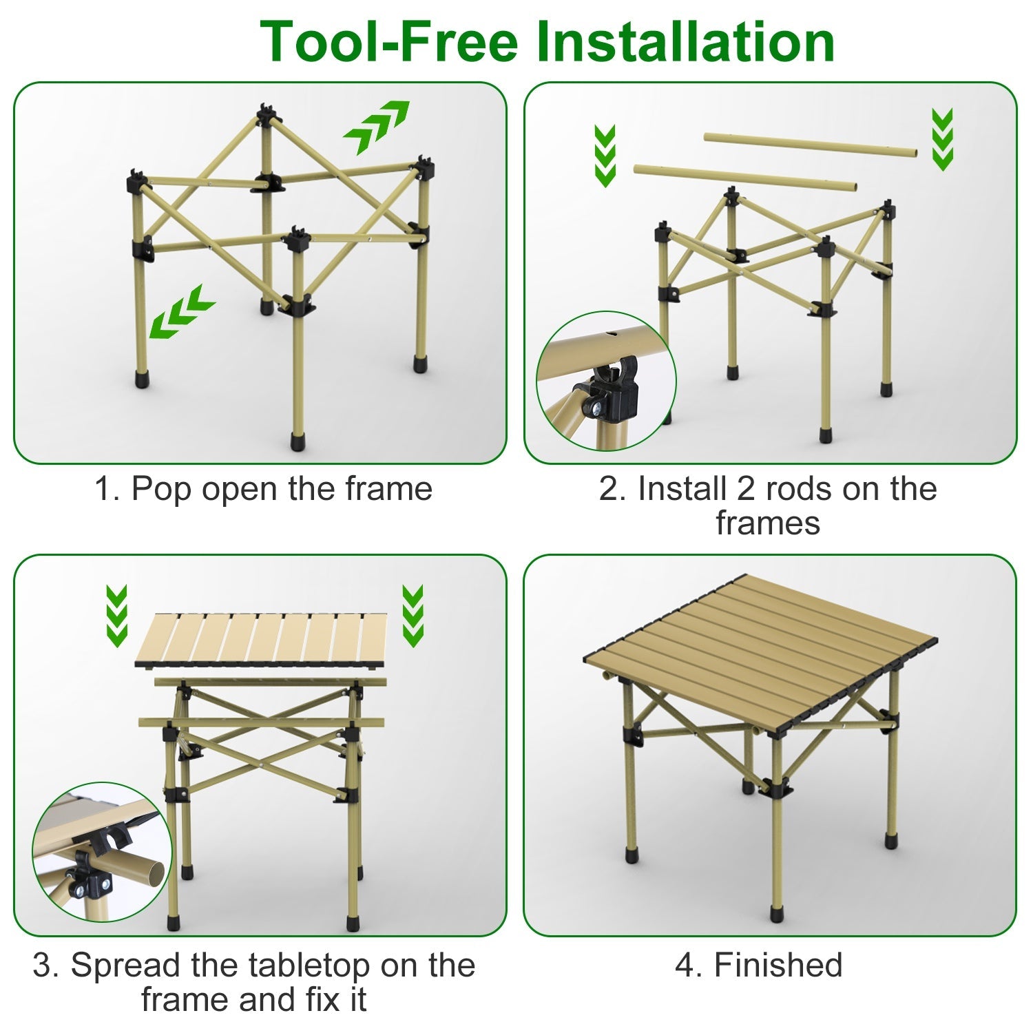 Folding Camping Table Portable Lightweight Carbon Steel Roll-up Picnic BBQ Desk with Carry Bag Heavy Duty for Outdoor Beach Backyard Party Patio Campi - Energize Trek
