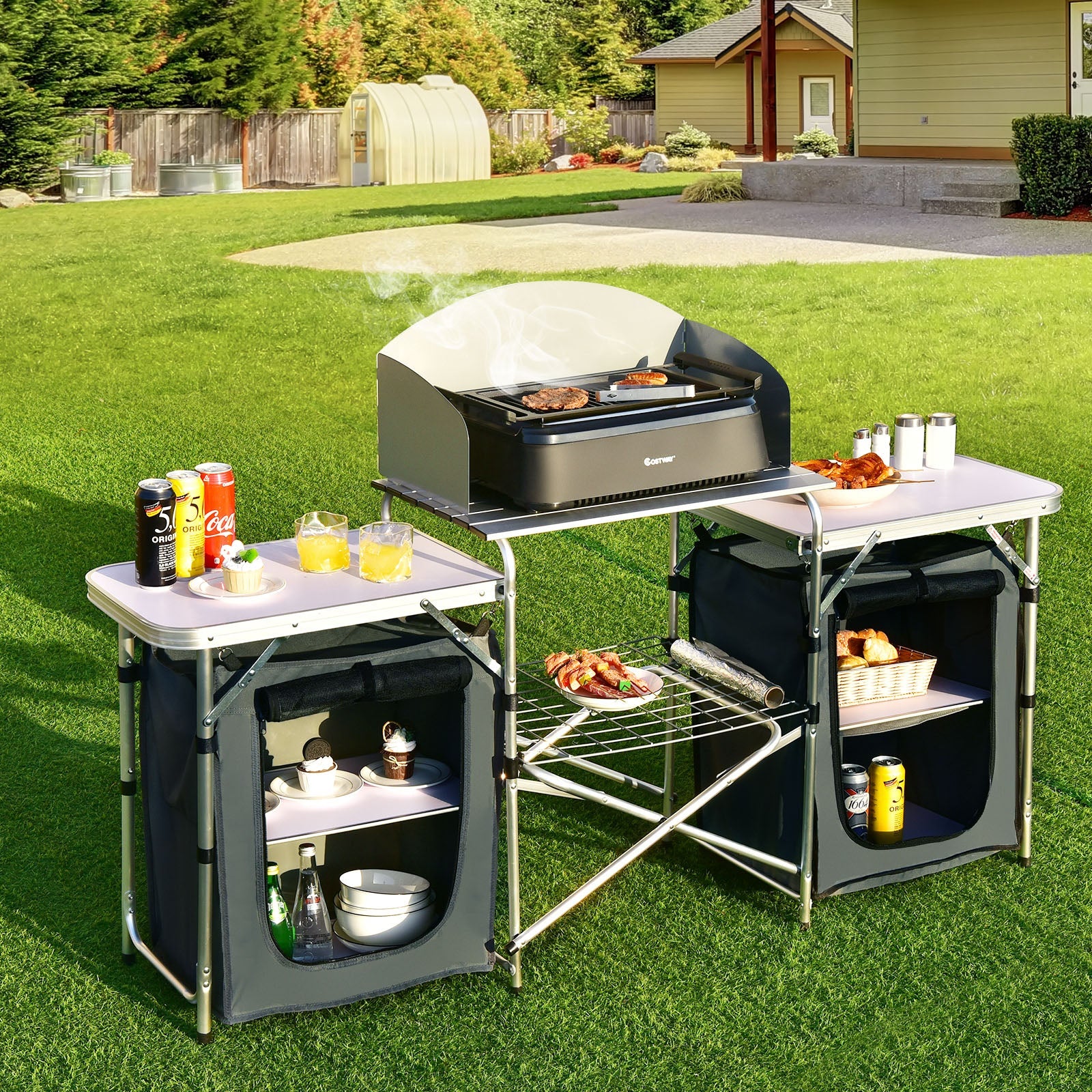 Folding Camping Table with Storage Organizer - Energize Trek