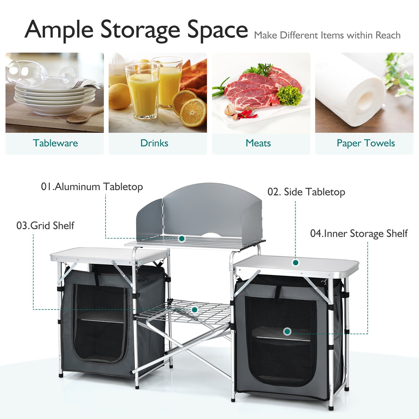 Folding Camping Table with Storage Organizer - Energize Trek