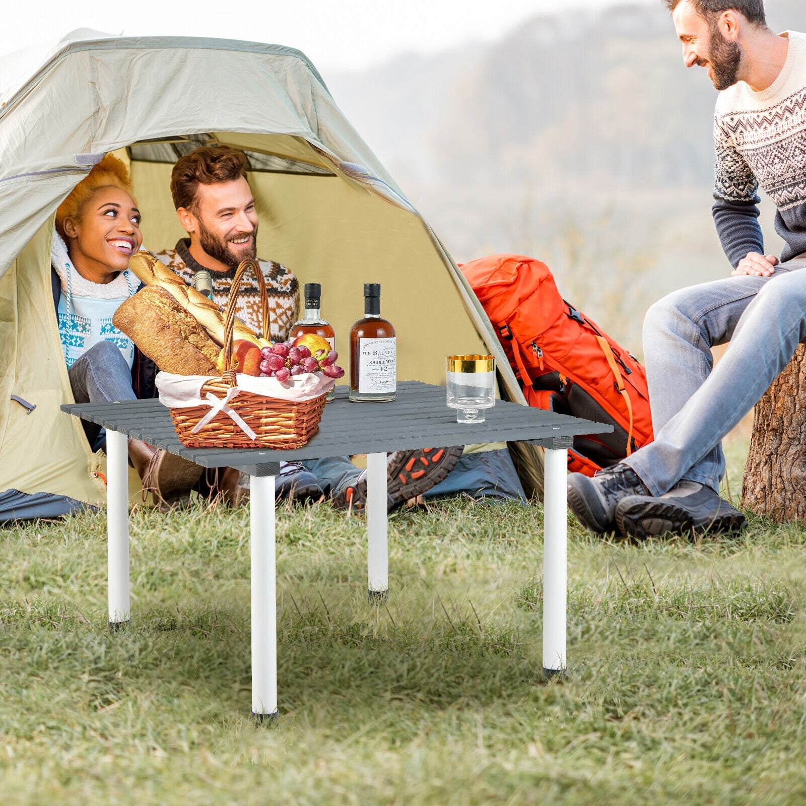 Folding Outdoor Camping Table with Carrying Bag for Picnics and Party-Gray - Energize Trek