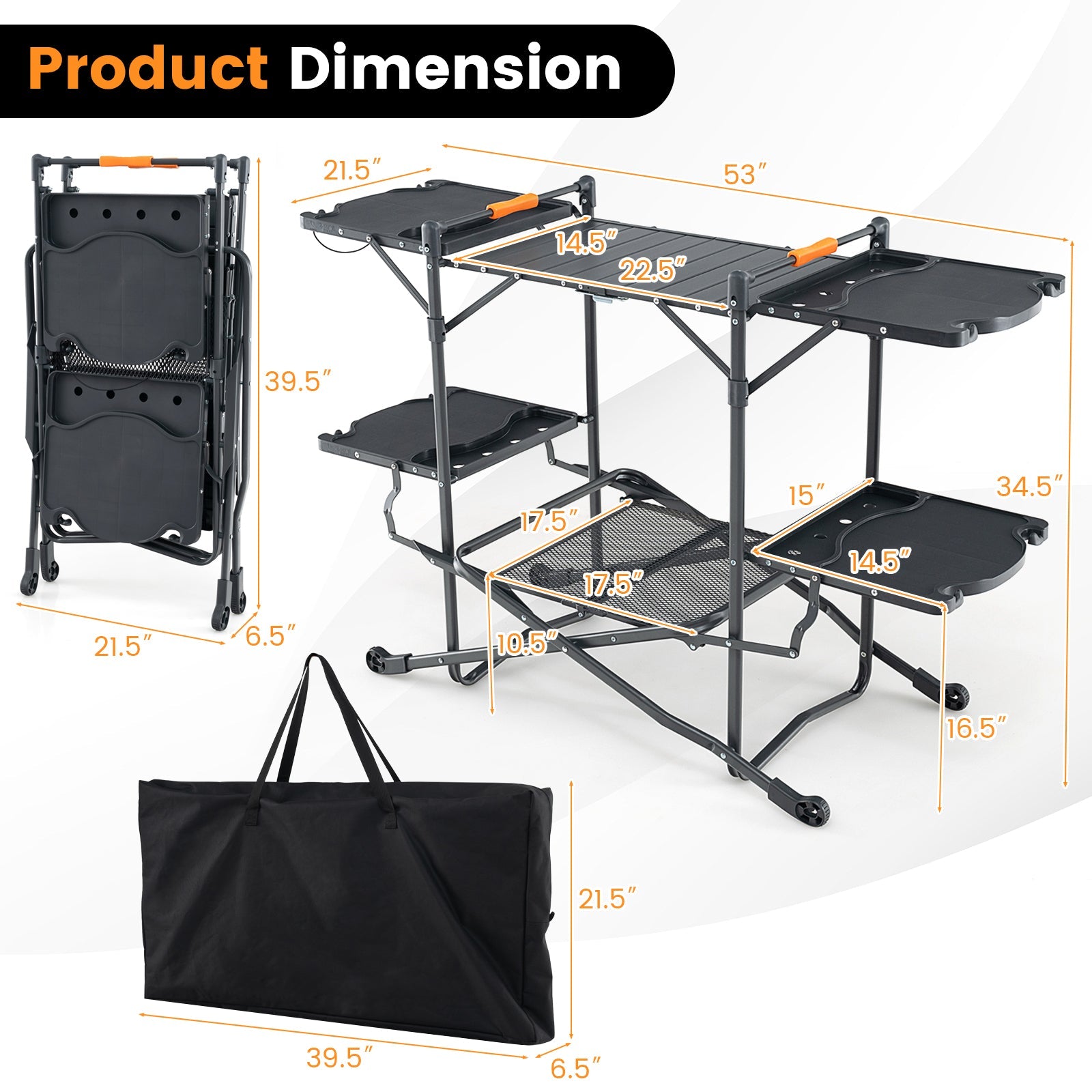 Folding Portable Outdoor Cook Station with Heat-Resistant Aluminum Tabletop - Energize Trek
