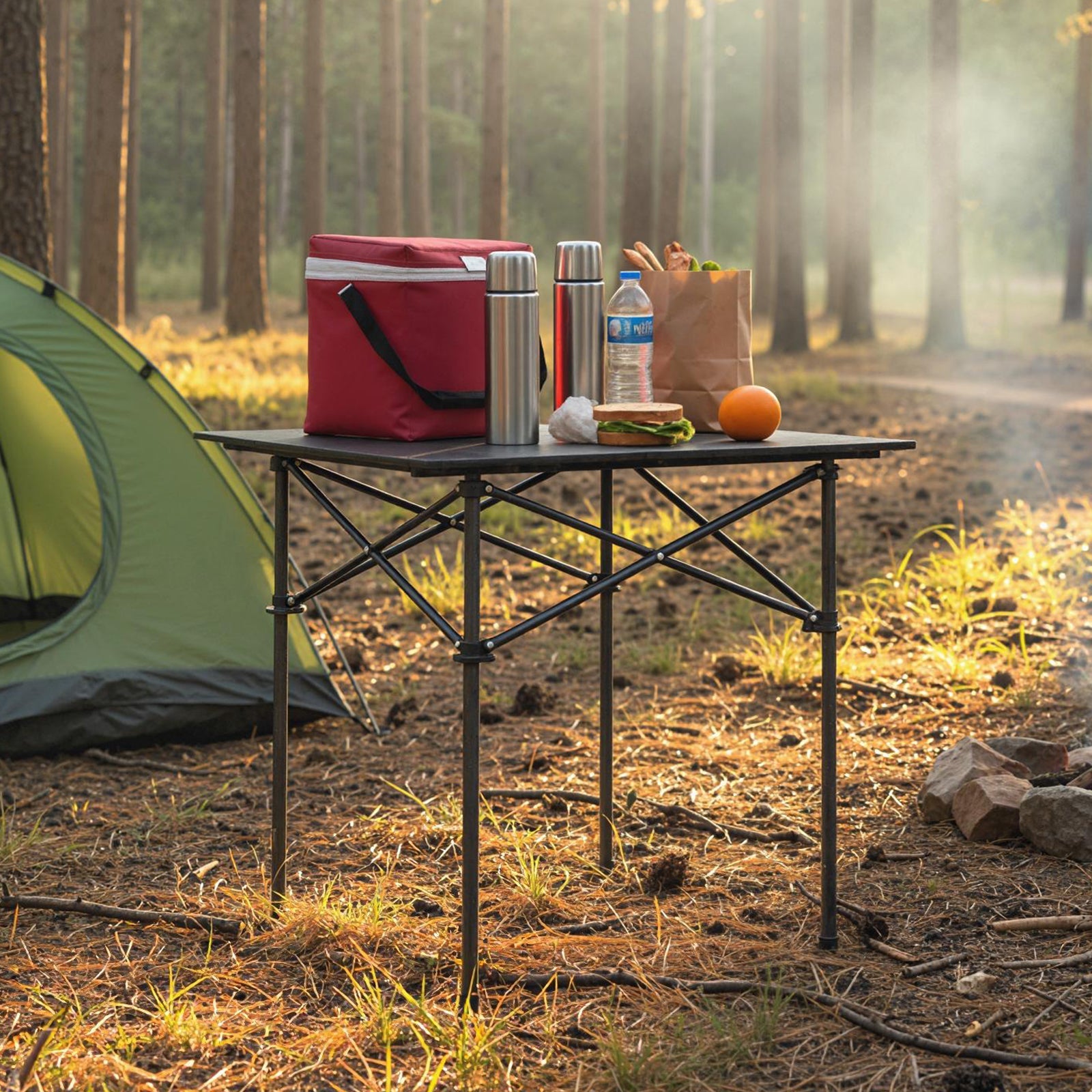 Folding Roll-up Camping Table with Metal Legs - Energize Trek