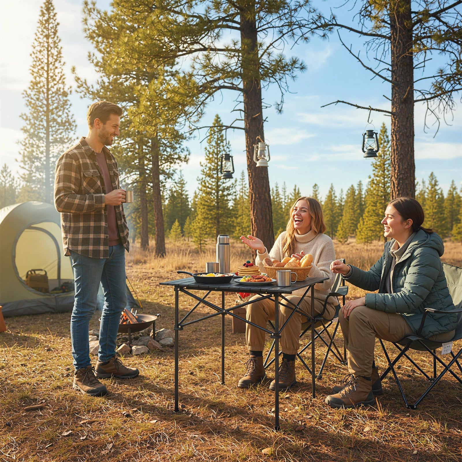 Folding Roll-up Camping Table with Metal Legs - Energize Trek