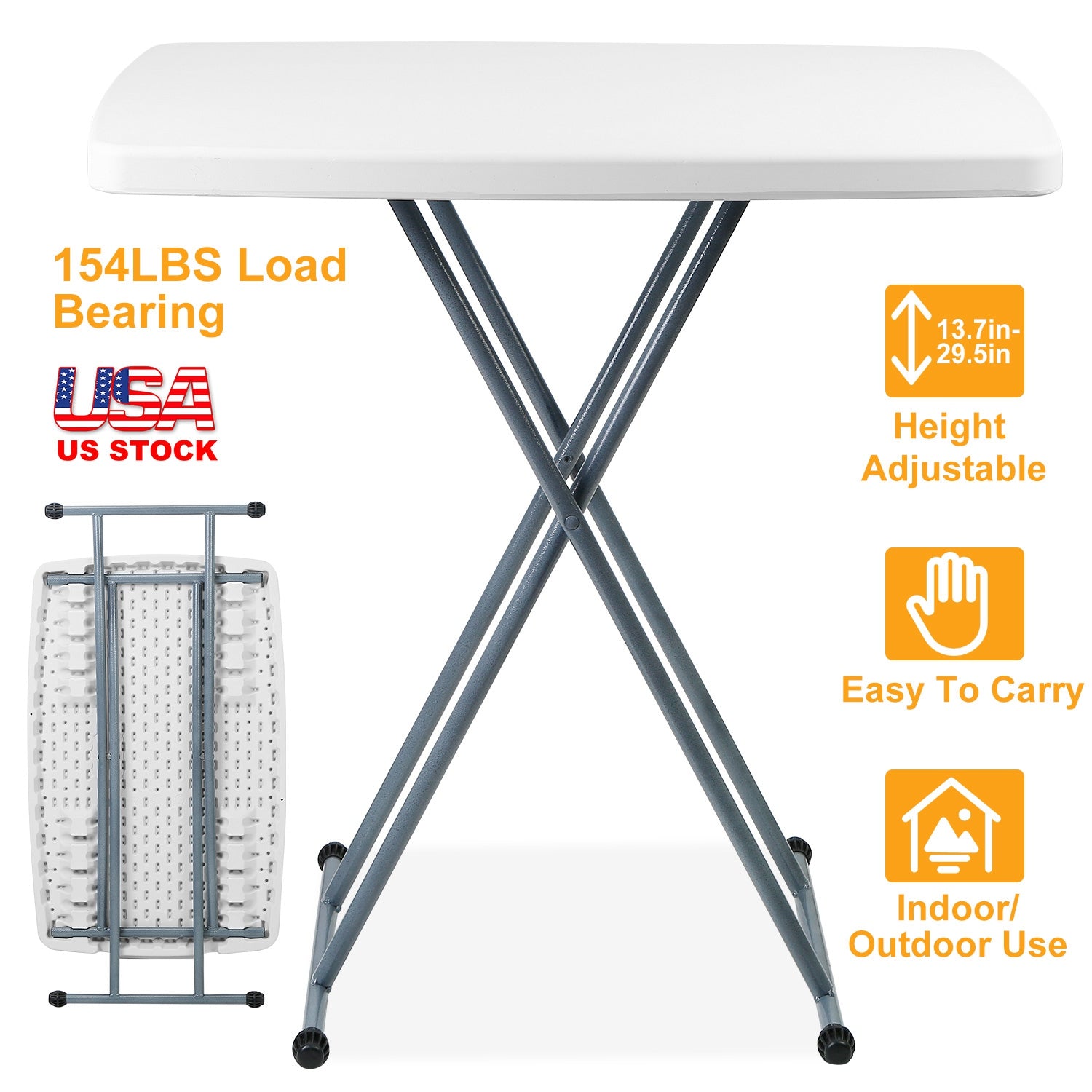 Folding Snack Table Height Adjustable Dining Tea Coffee Table TV Side Tray Laptop Desk For Home Office Indoor Outdoor Use - Energize Trek