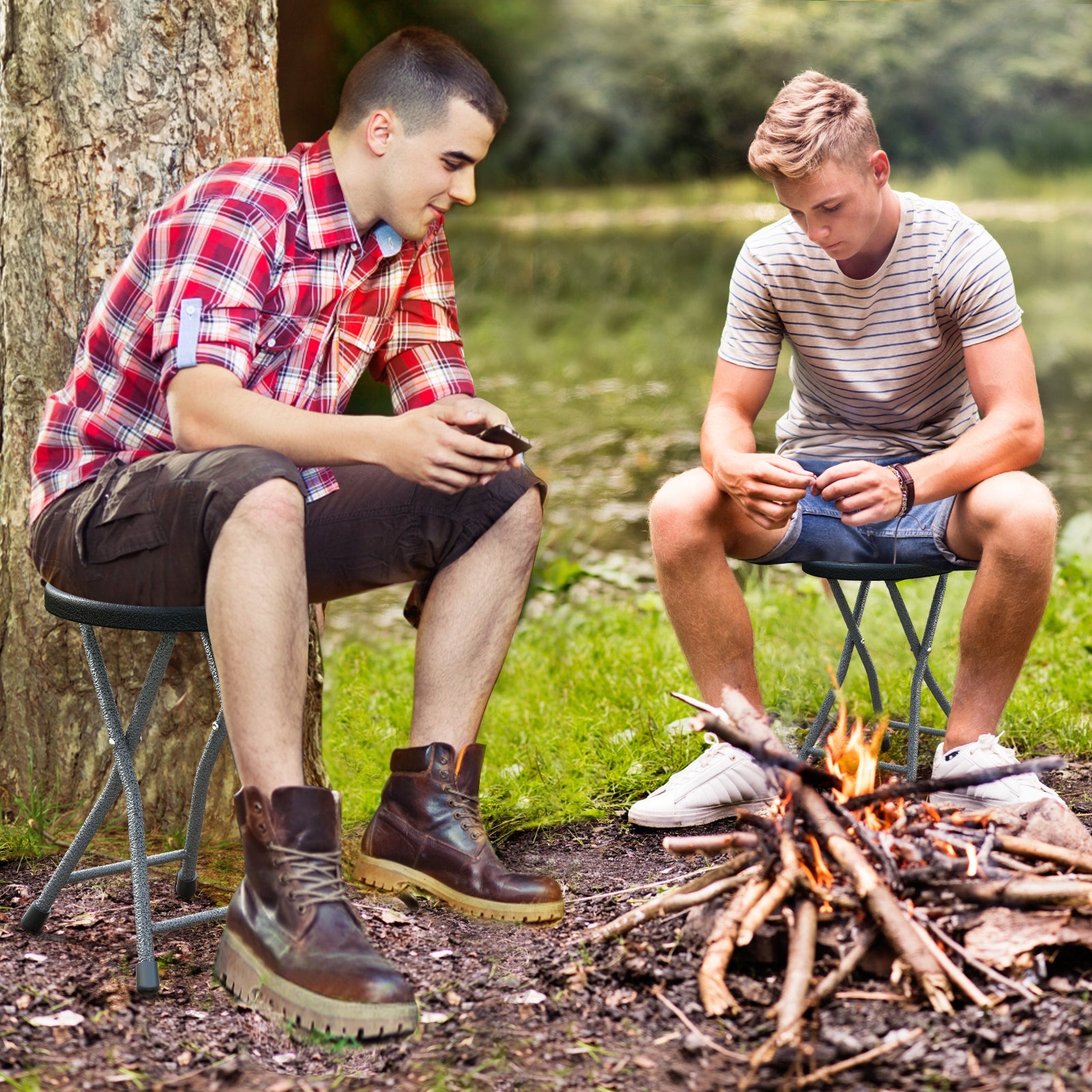 Folding Stool with Built-in Handle for Adults - Energize Trek