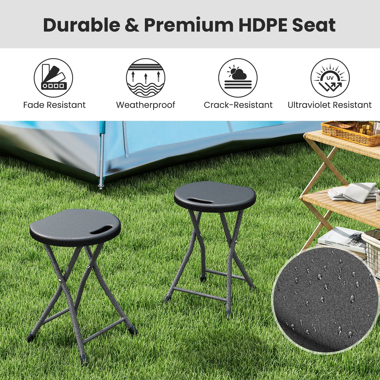 Folding Stool with Built-in Handle for Adults - Energize Trek