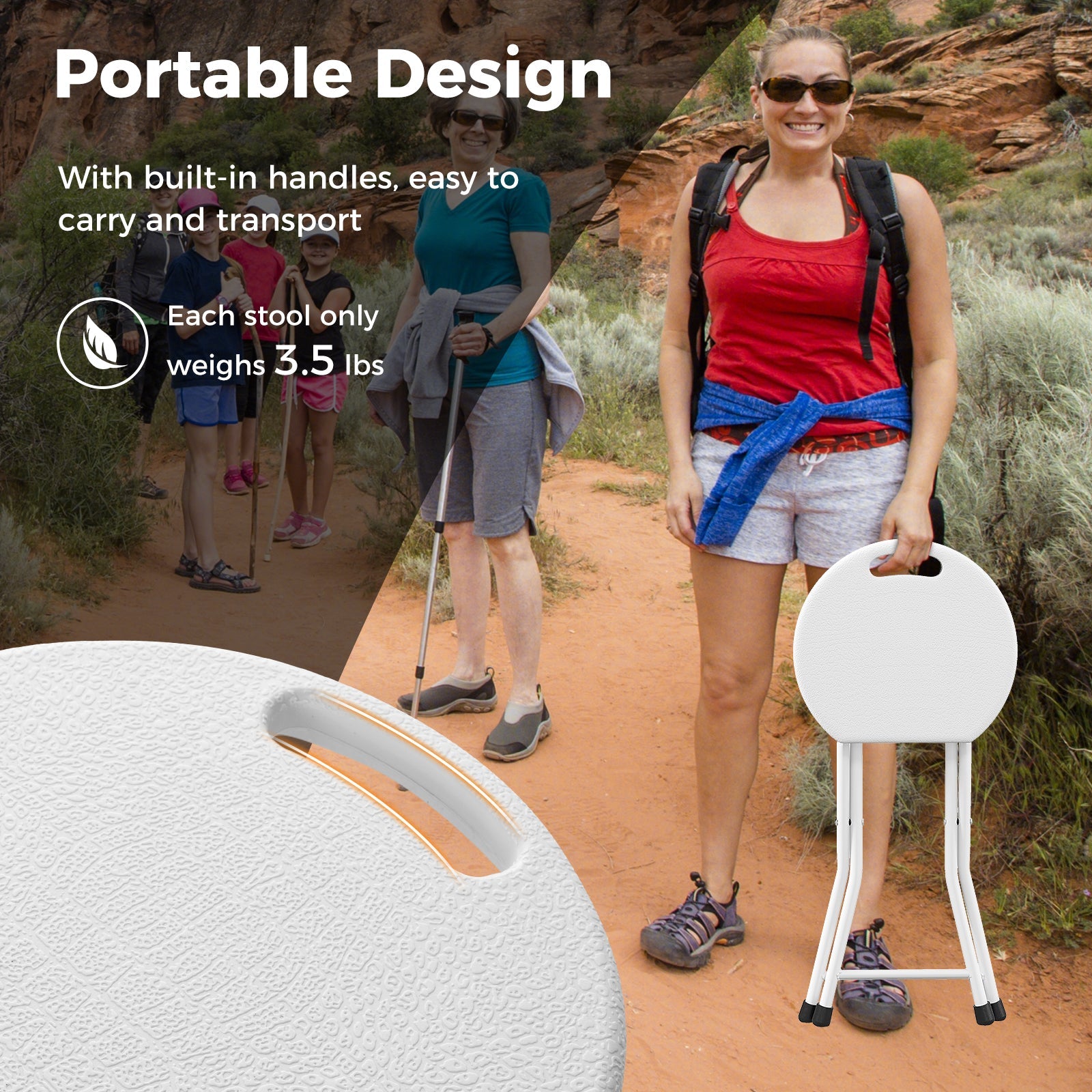 Folding Stool with Built-in Handle for Adults - Energize Trek