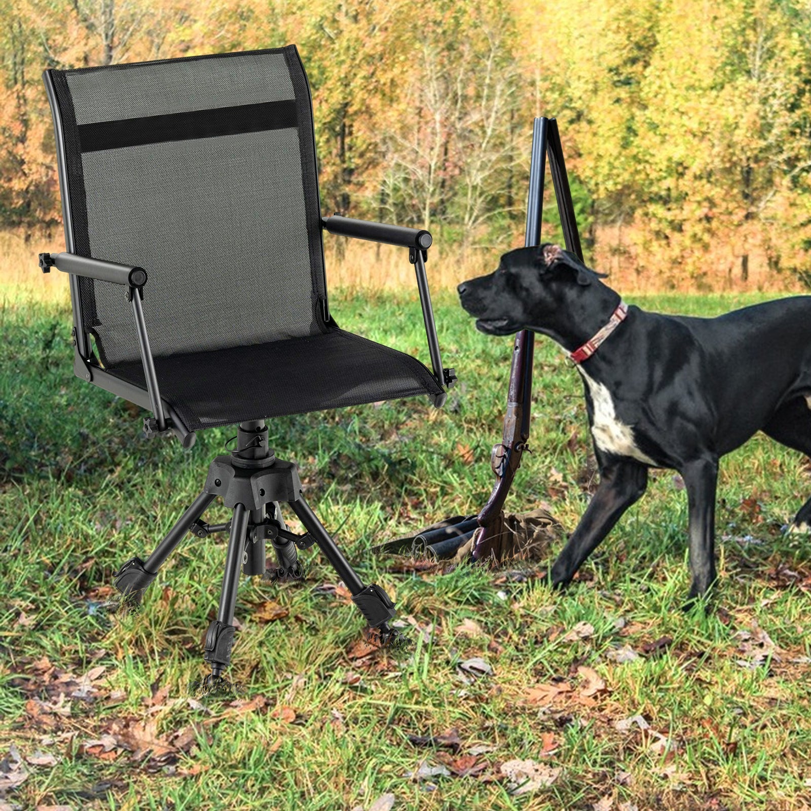 Folding Swivel Patio Chair with 4 Adjustable Leg - Energize Trek