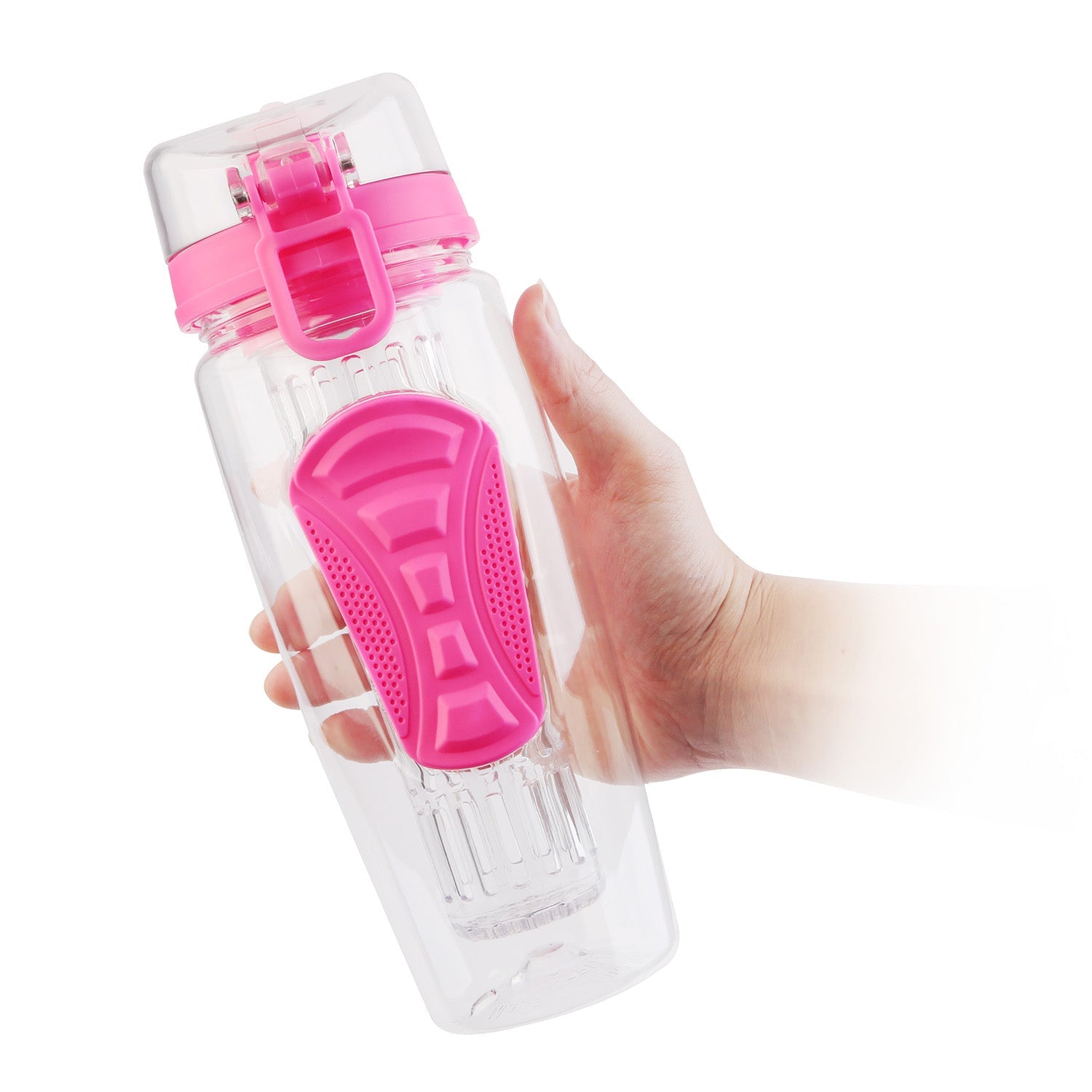 Fruit Infuser Water Bottle 32OZ Juice Shaker Sport w/ Flip Top Lid Anti-Slip Grips For Office Home Sport Running Walking Hiking - Energize Trek