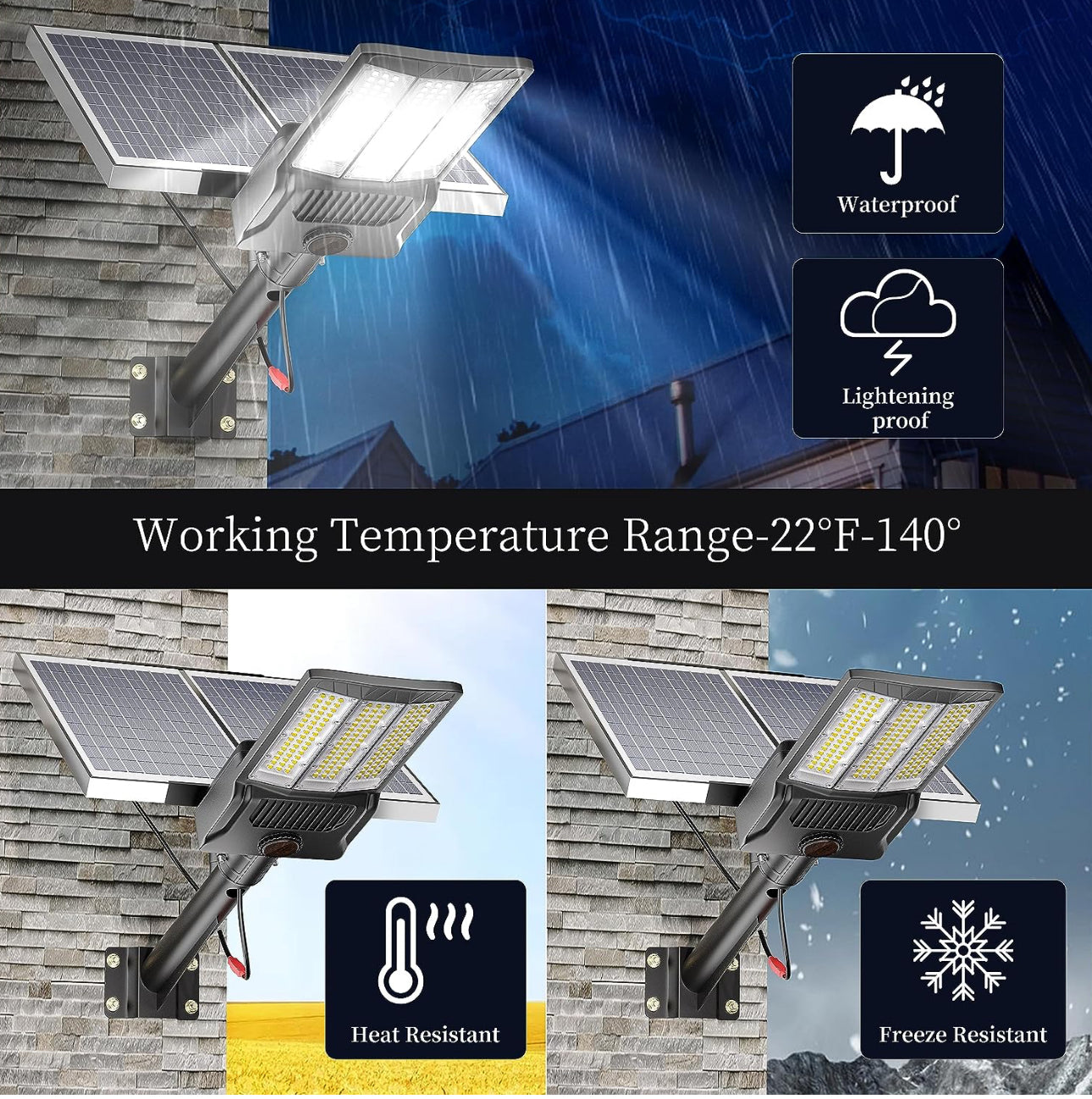9500W Aluminum Solar Street Lights Outdoor, 500000LM High Powered Commercial Parking Lot Lights 6500K Dusk to Dawn with Remote - Energize Trek