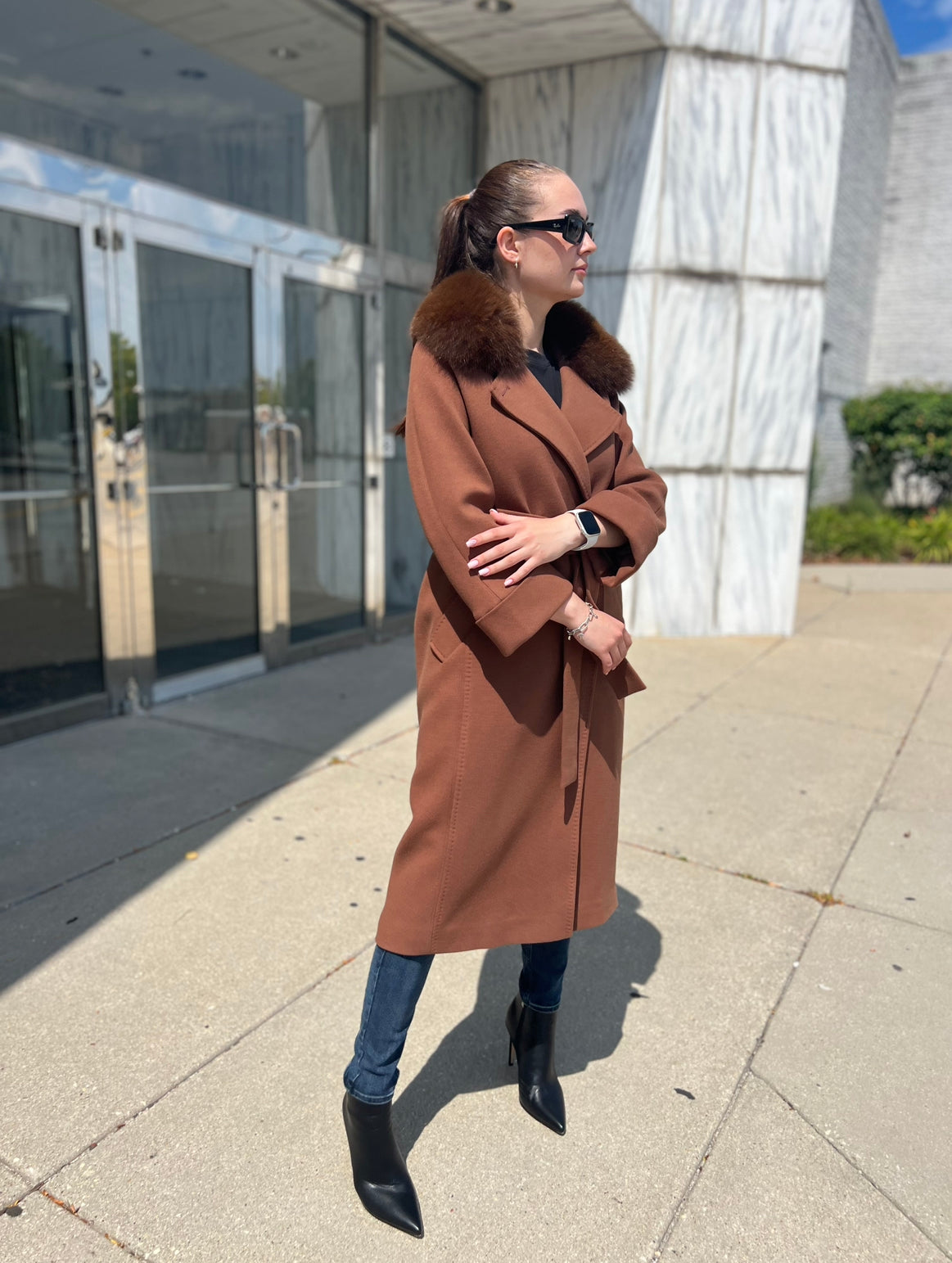 Genuine Polar Fox Tailored Cashmere Wool Coat - Energize Trek