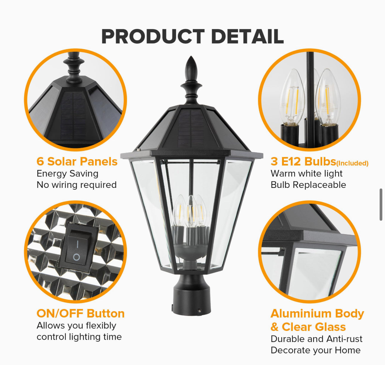 SmartYard LED Post Solar Light 22’ Outdoor,Dusk to Dawn Vintage Street Lights, 300LM, 2700K,Cast Aluminum - Energize Trek
