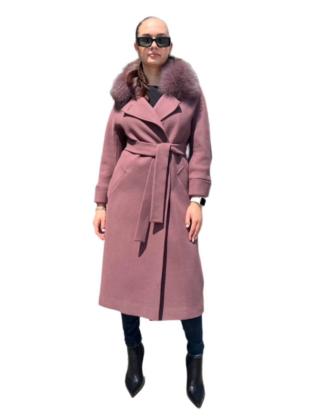 Genuine Polar Fox Tailored Cashmere Wool Coat - Energize Trek