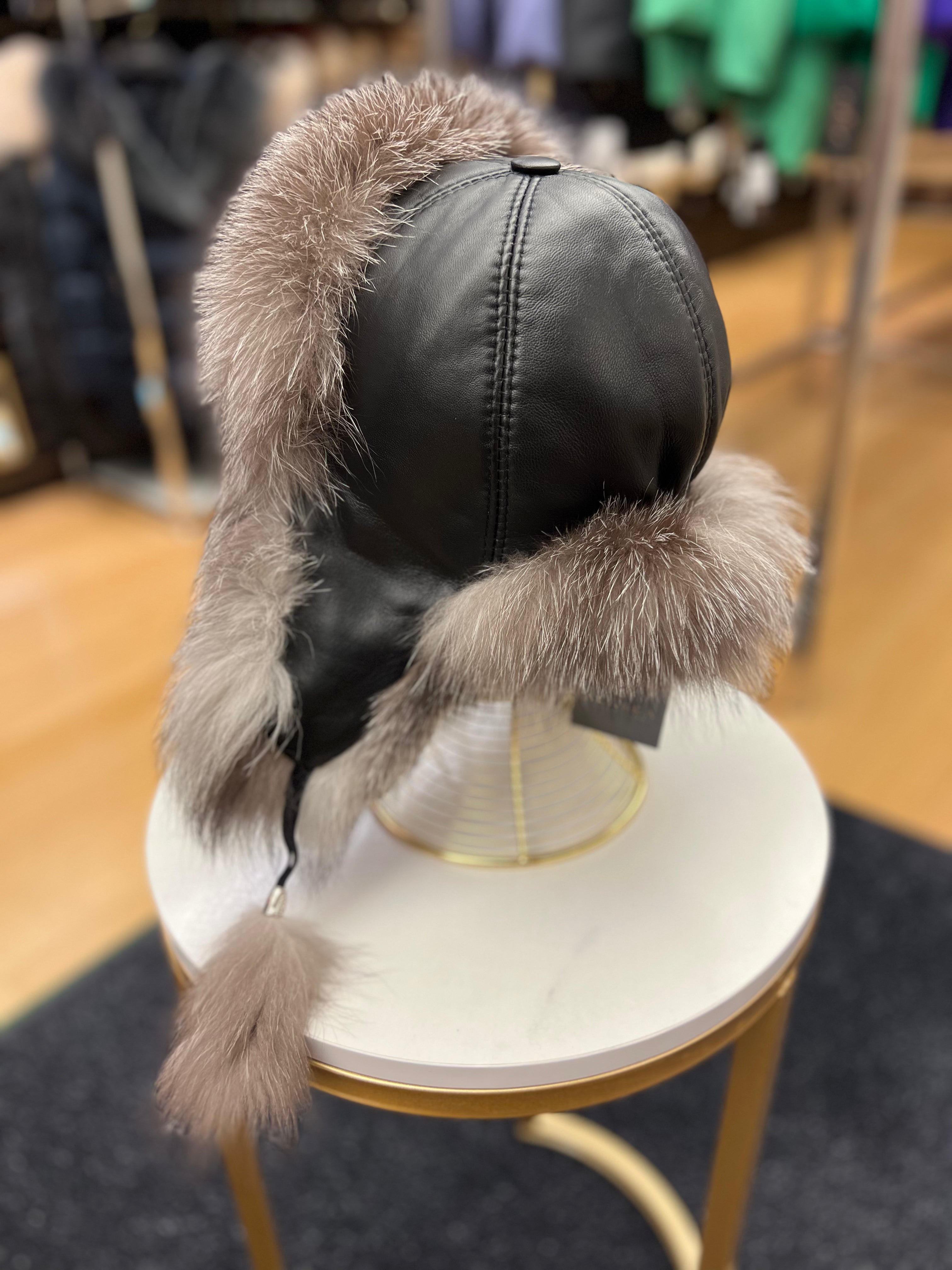 Genuine Silver Fox Fur Genuine Leather Hat - Energize Trek