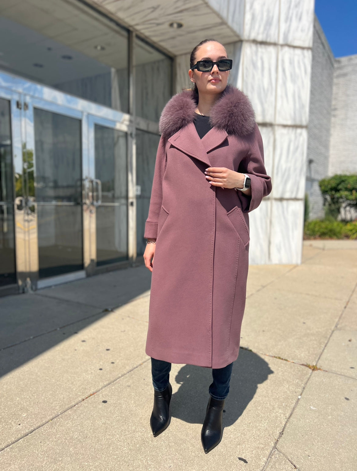 Genuine Polar Fox Tailored Cashmere Wool Coat - Energize Trek