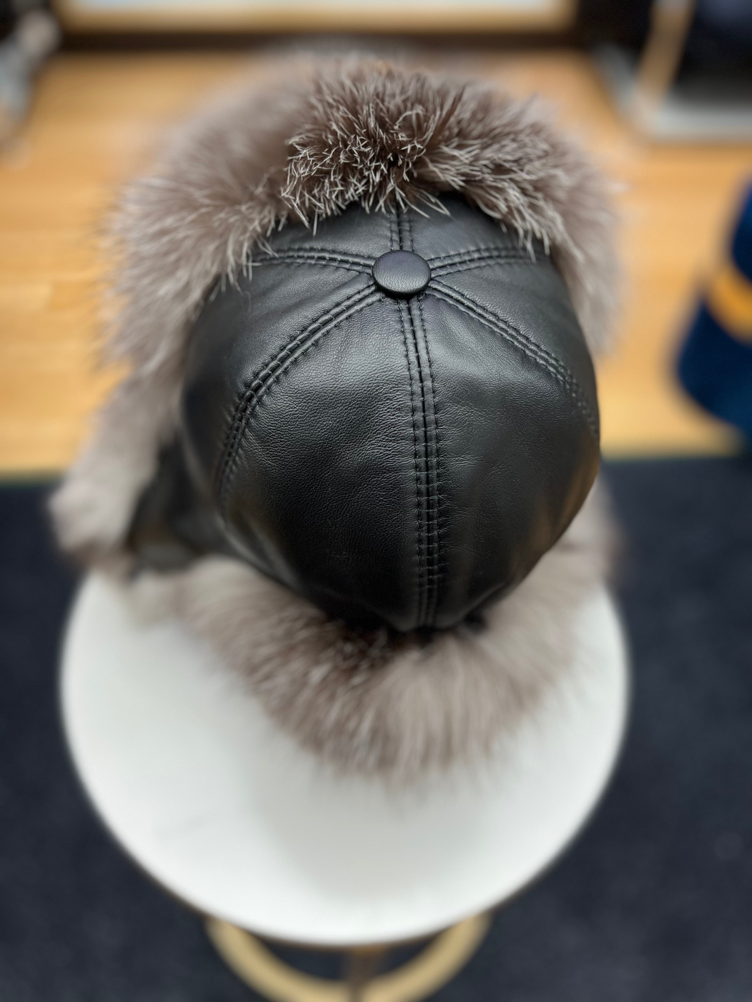 Genuine Silver Fox Fur Genuine Leather Hat - Energize Trek
