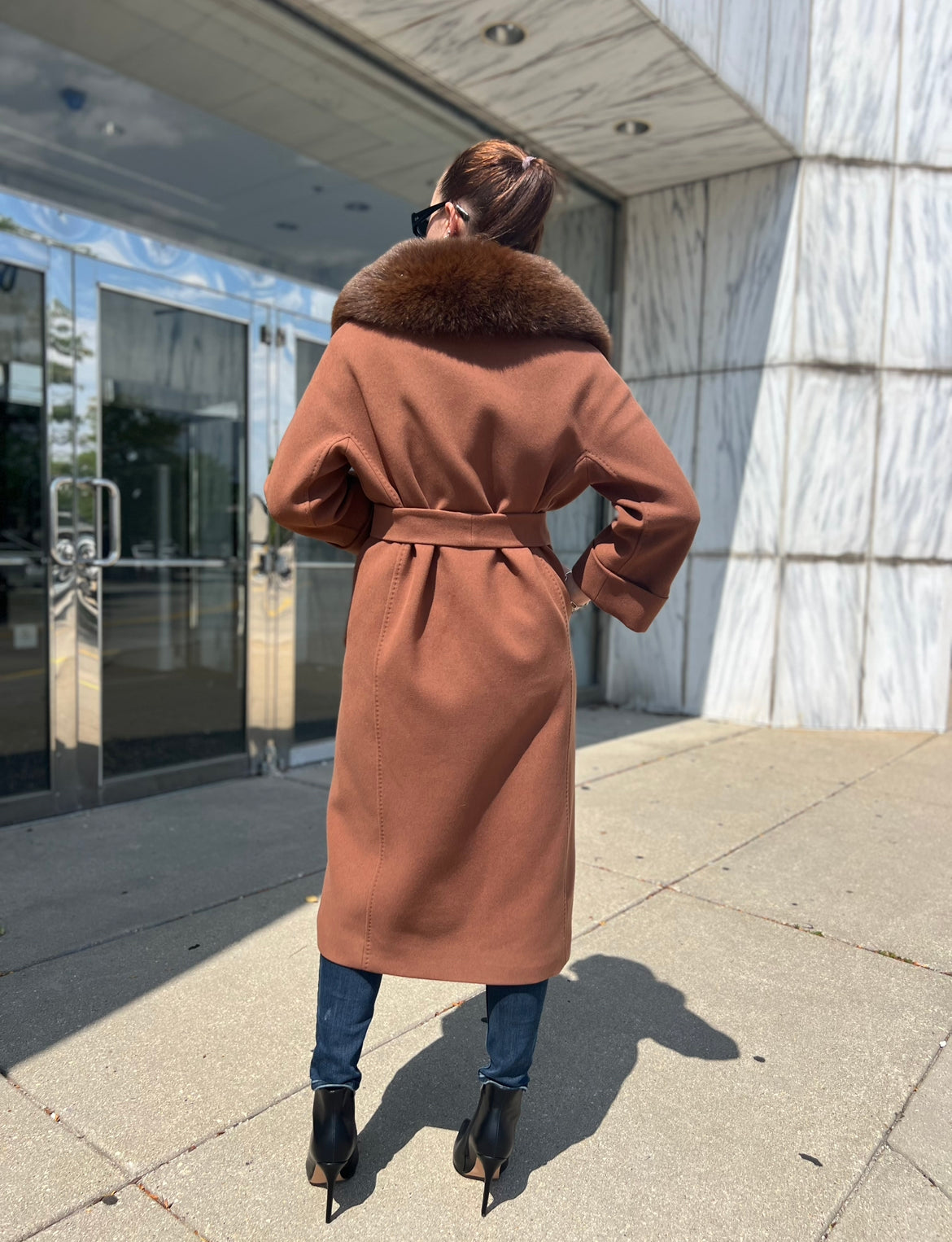 Genuine Polar Fox Tailored Cashmere Wool Coat - Energize Trek