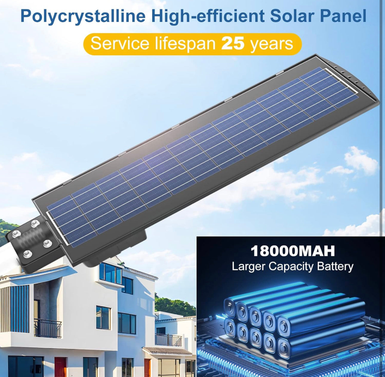 2200W Solar Street Light Parking Lot Lights, 6500K Solar Led Outdoor Lights, Solar Lights Outdoor Waterproof, Dusk to Dawn - Energize Trek