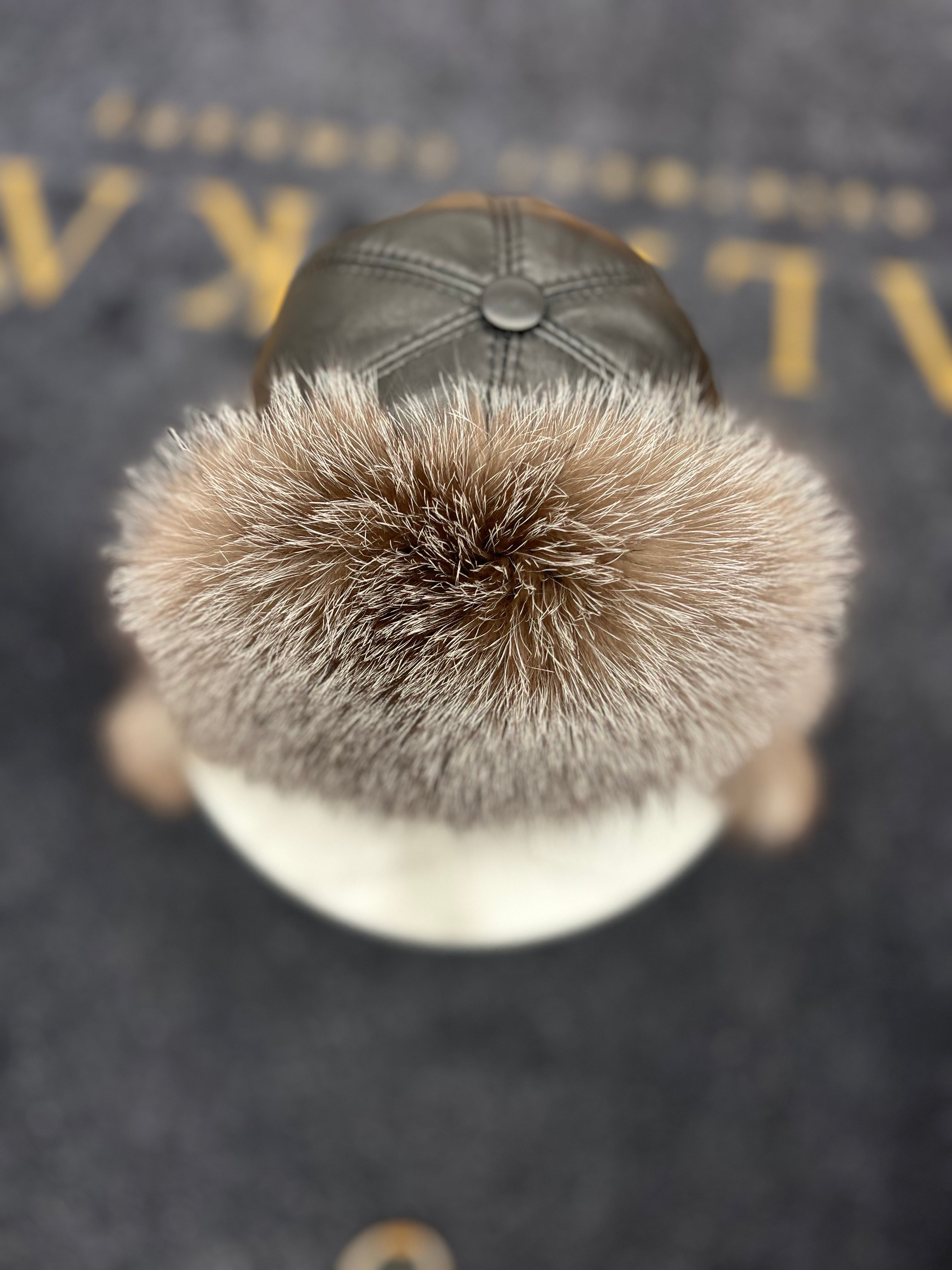 Genuine Silver Fox Fur Genuine Leather Hat - Energize Trek