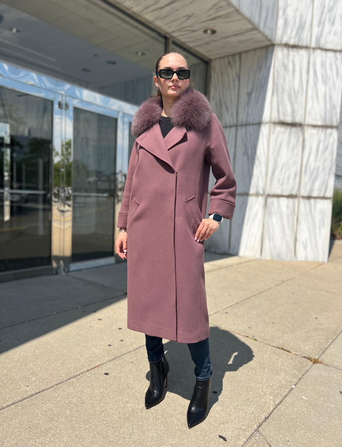 Genuine Polar Fox Tailored Cashmere Wool Coat - Energize Trek