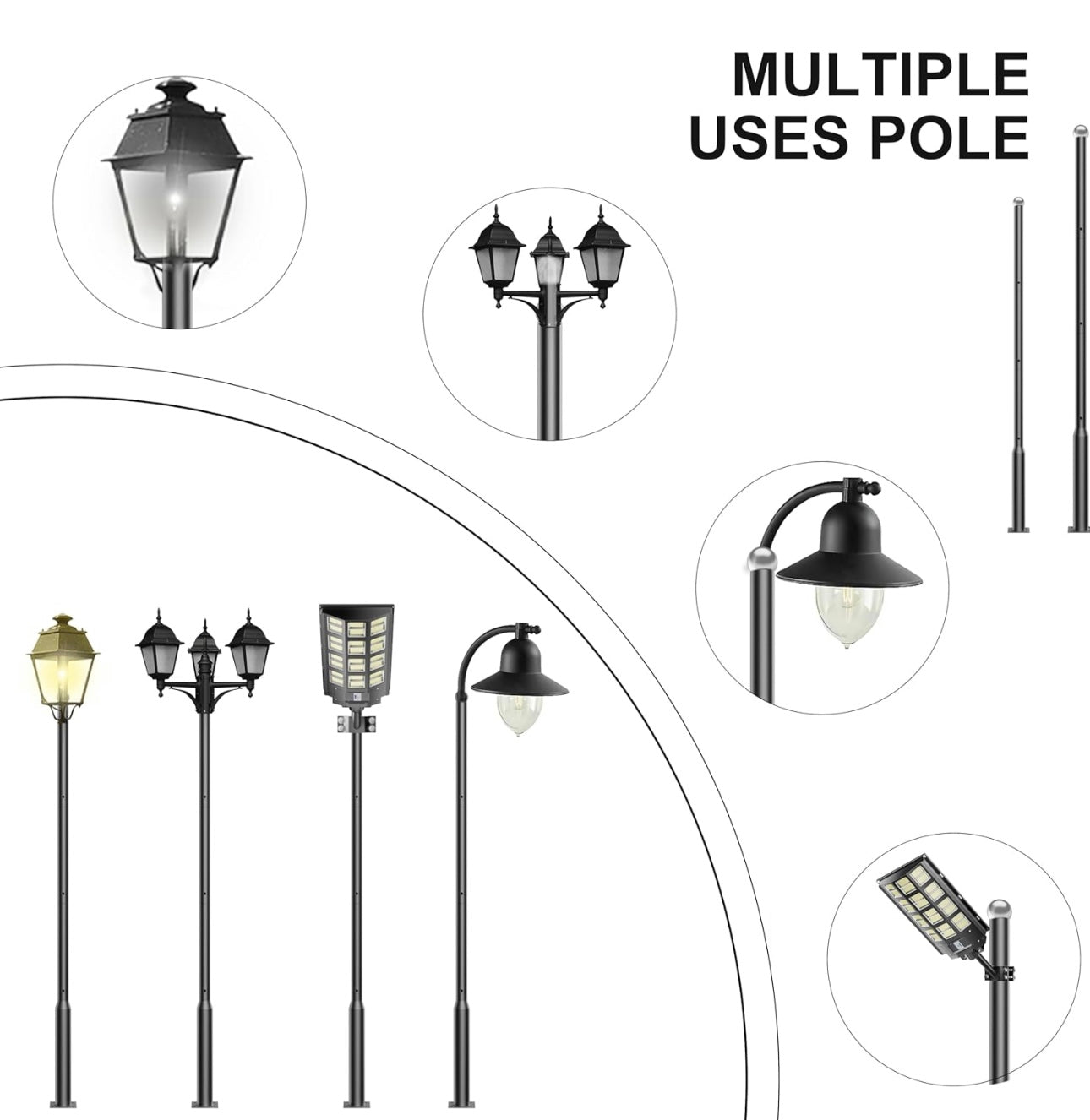 20Ft Commercial Grade Street/Parking/Flag Light Pole, Aluminum + Cage 1-Pack - Energize Trek
