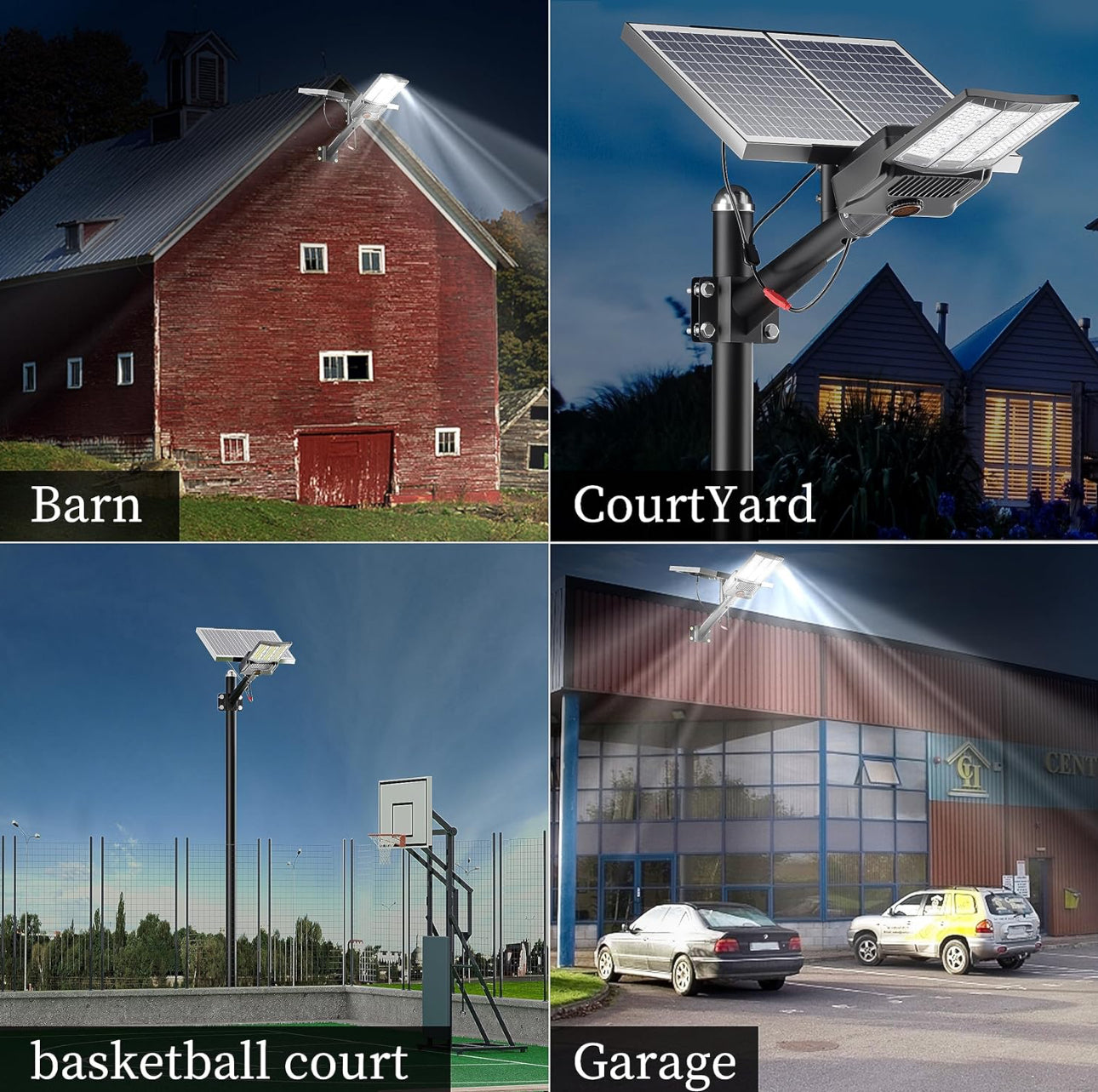 9500W Aluminum Solar Street Lights Outdoor, 500000LM High Powered Commercial Parking Lot Lights 6500K Dusk to Dawn with Remote - Energize Trek