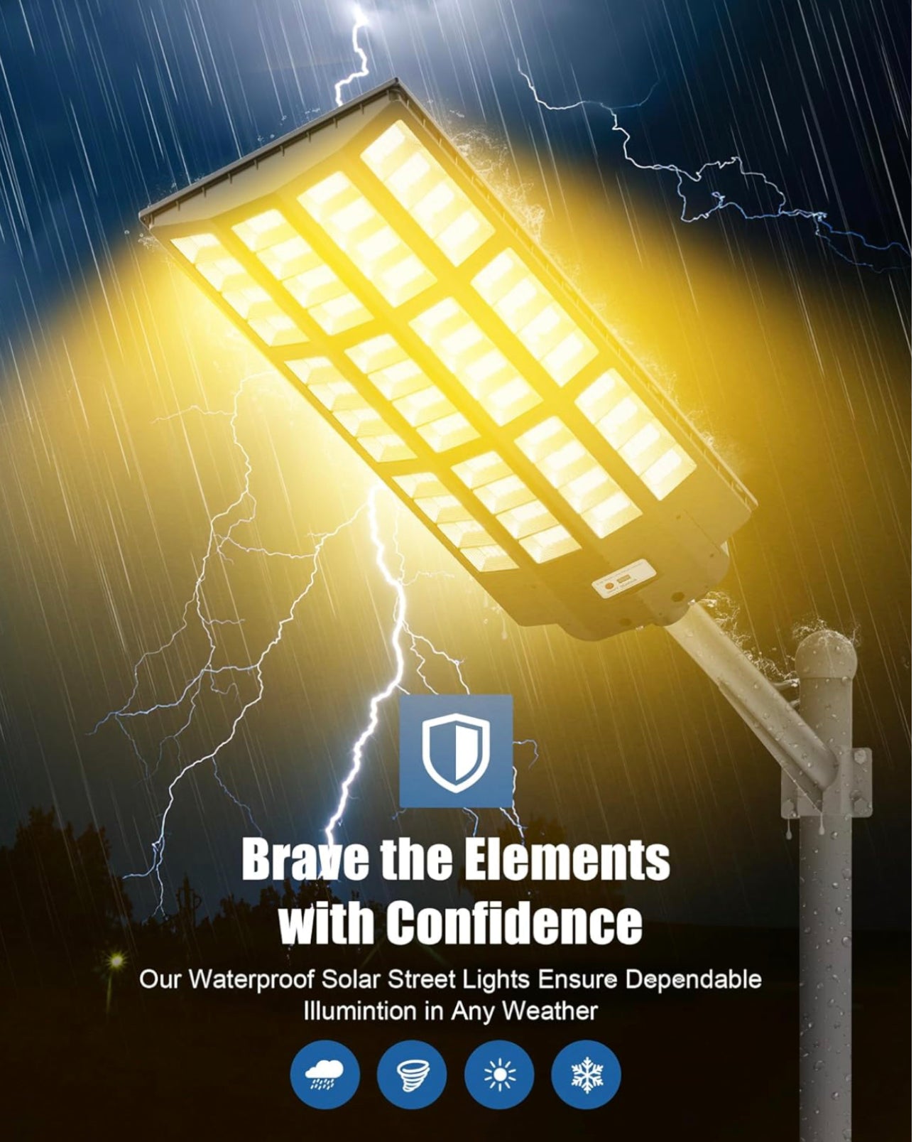 9000W Solar Street Light - Tri-Color 3000K/4000K/6500K Dimmable Solar Motion Sensor Light Outdoor, IP66 Waterproof Solar Dusk to Dawn Lights - Energize Trek