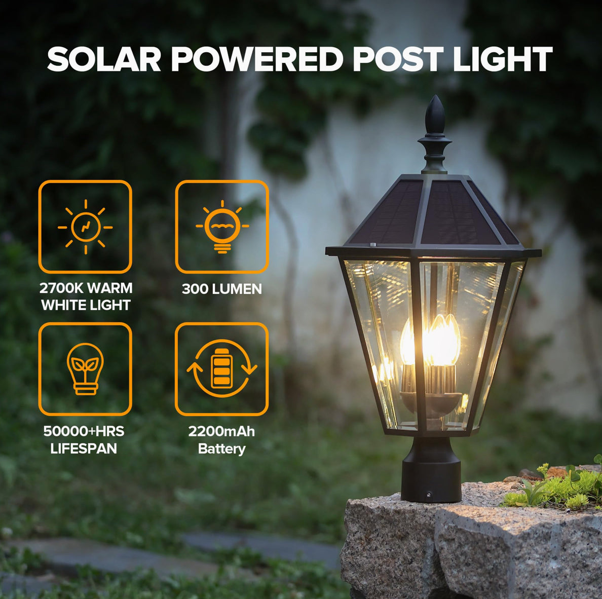 SmartYard LED Post Solar Light 22’ Outdoor,Dusk to Dawn Vintage Street Lights, 300LM, 2700K,Cast Aluminum - Energize Trek