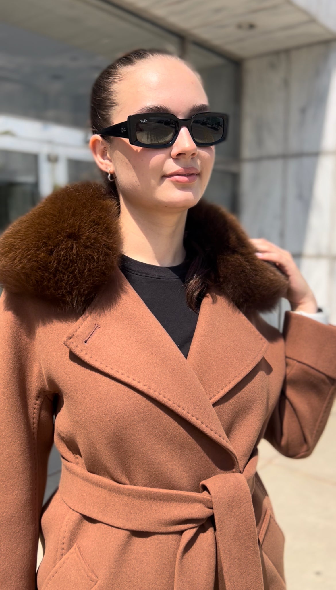 Genuine Polar Fox Tailored Cashmere Wool Coat - Energize Trek