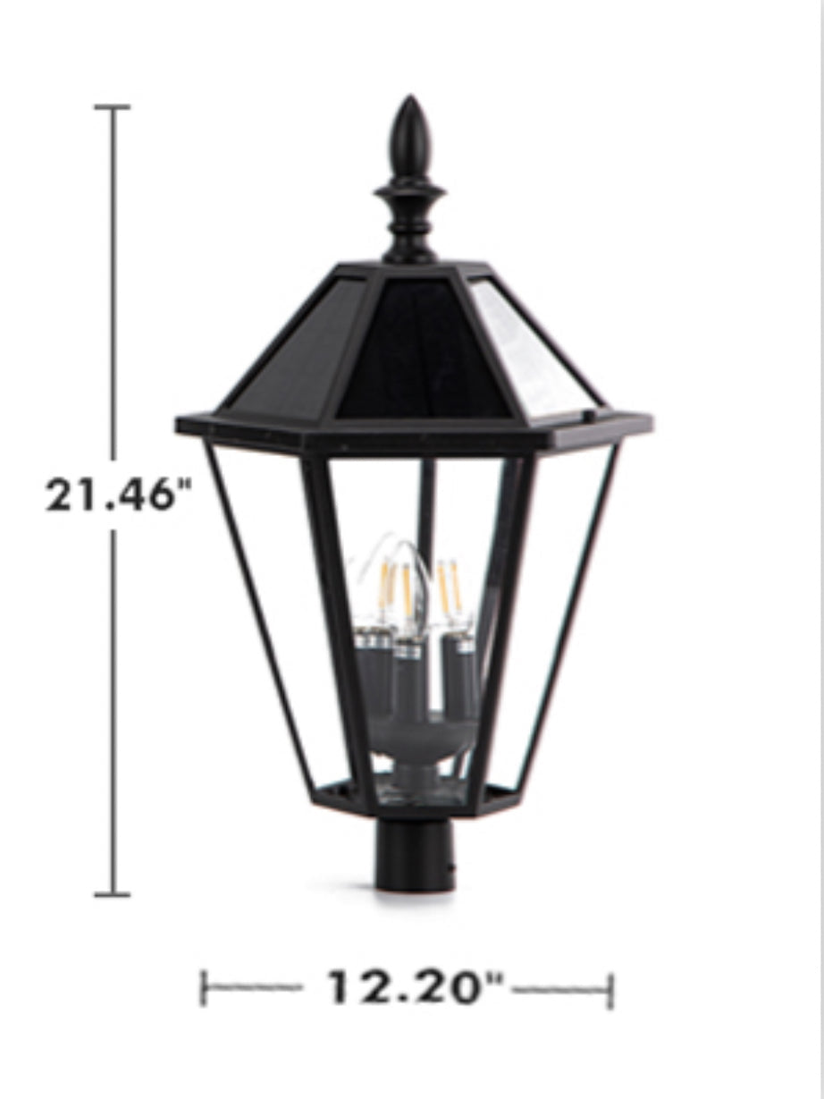 SmartYard LED Post Solar Light 22’ Outdoor,Dusk to Dawn Vintage Street Lights, 300LM, 2700K,Cast Aluminum - Energize Trek